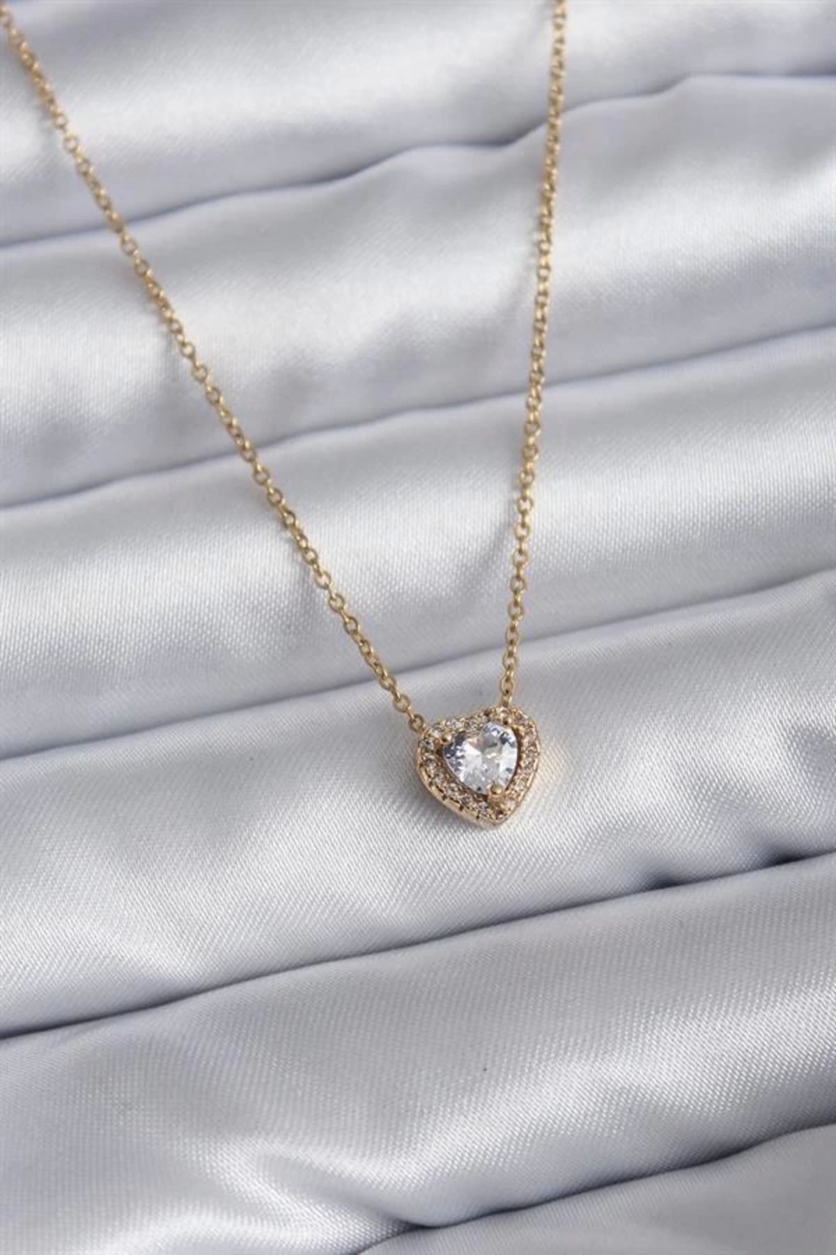 Lale Moda 316L Çelik Zincir Gold Renk Charm Kadın Kolye