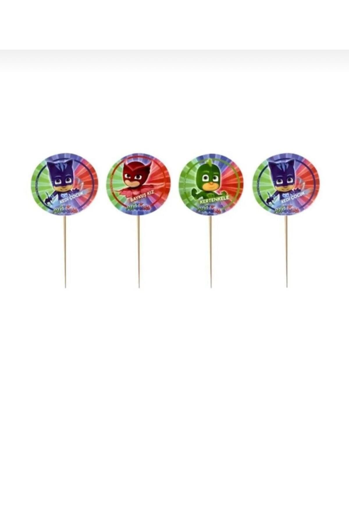 partyrüyası Pj Maskeliler Temalı Doğum Günü Pasta Kürdanı Cupcake Süsleme Kürdan