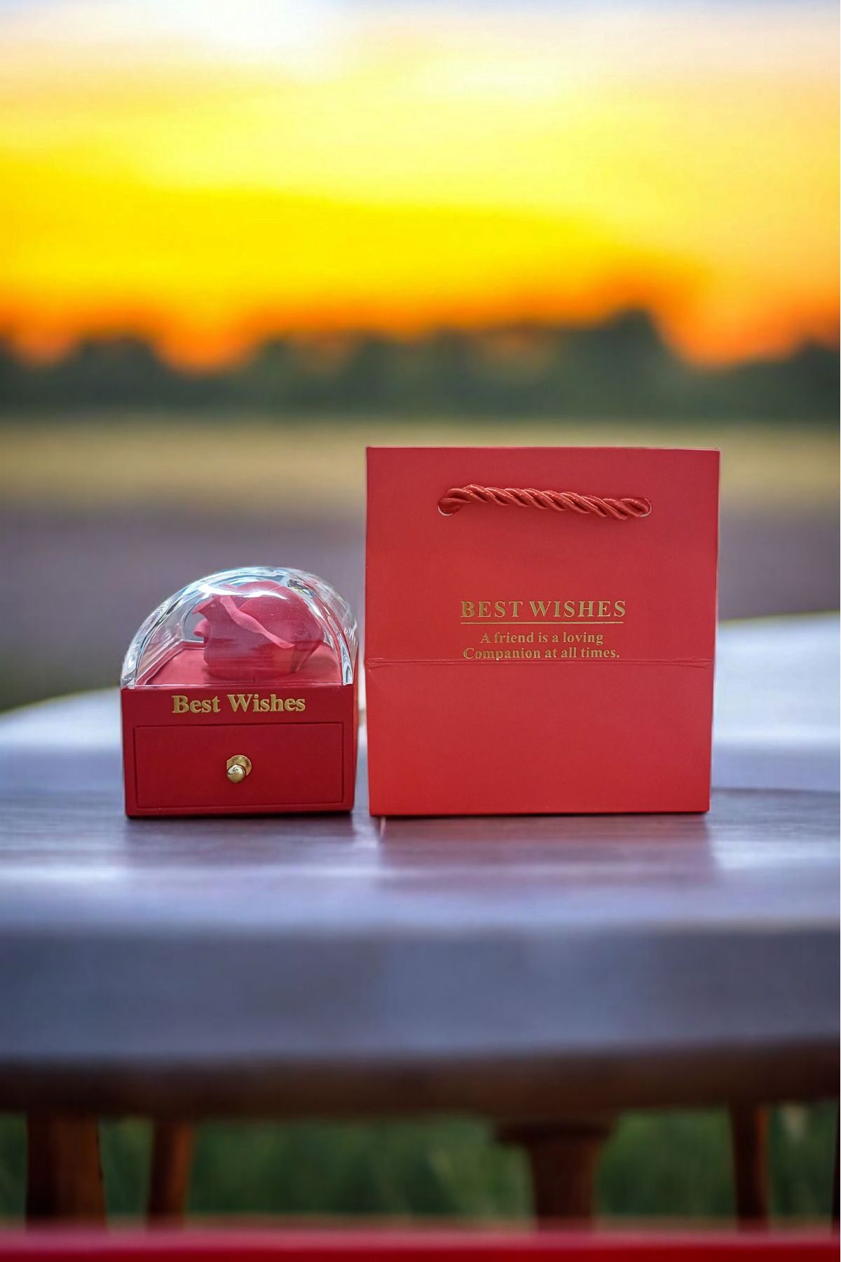 BlcBoutique Çekmeceli Gül Detaylı Hediye Kutusu ve Çanta Seti