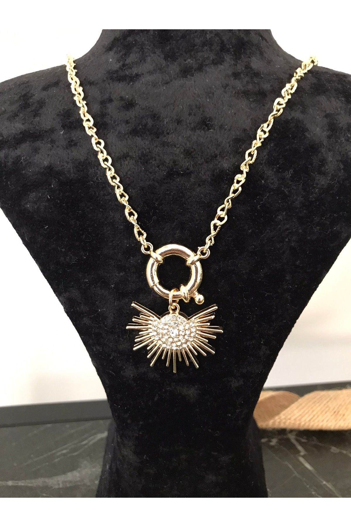 shop PASLANMAZ ÇELİK GÜNEŞ MODEL TAŞLI KARARMAZ UZUN KOLYE
