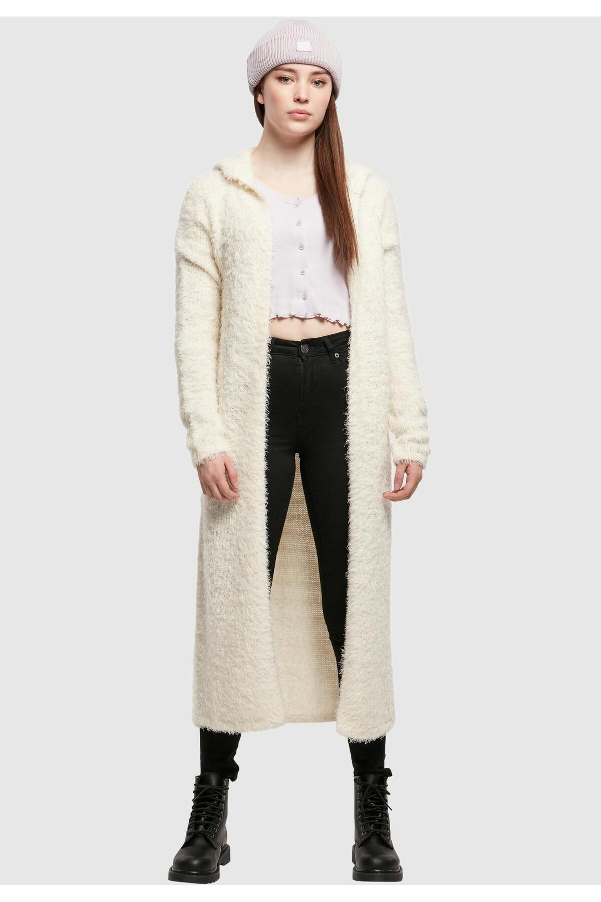 Urban Classics-Damen Ladies Hooded Feather Cardigan 7