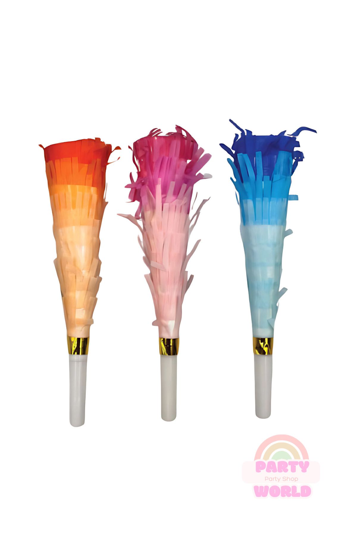 party world Yılanlı Düdük Vuvuzela – Uzun Makaron Renkli Püsküllü – 3 Parça