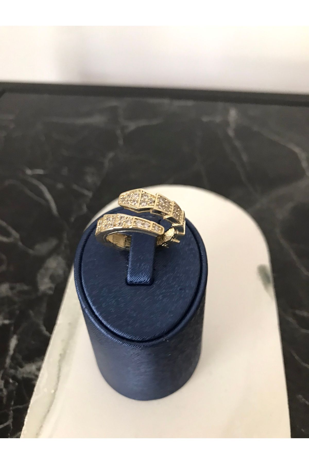 shop PASLANMAZ ÇELİK GOLD YILAN DETAYLI TAŞLI YÜZÜK KARARMAZ