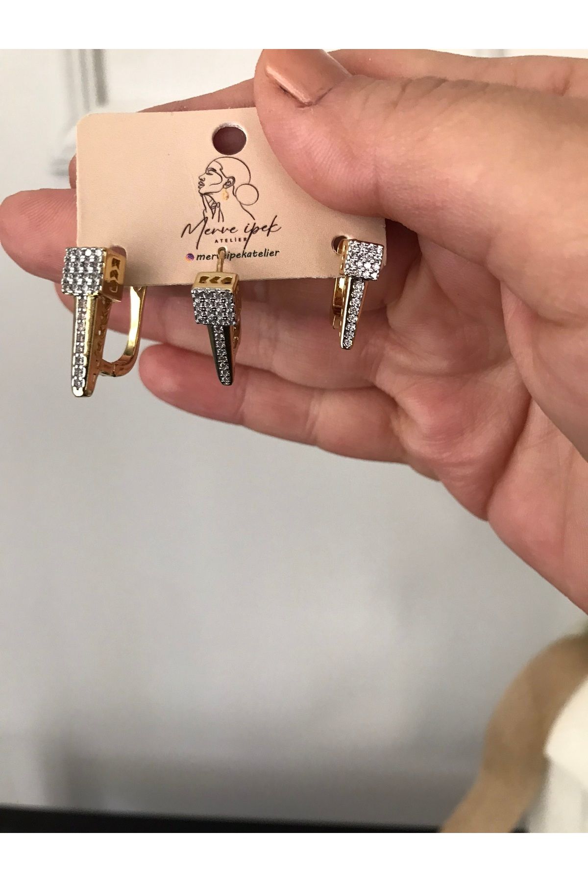 shop PASLANMAZ ÇELİK GOLD GÜMÜŞ DETAYLI ÜÇLÜ KARARMAZ MARKA KÜPE