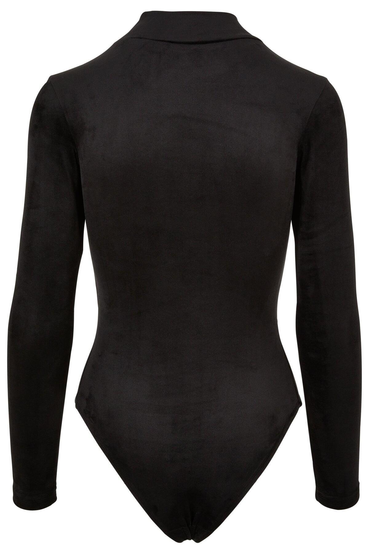 Urban Classics-Damen Ladies Velvet Cut-out Turtleneck Body 2