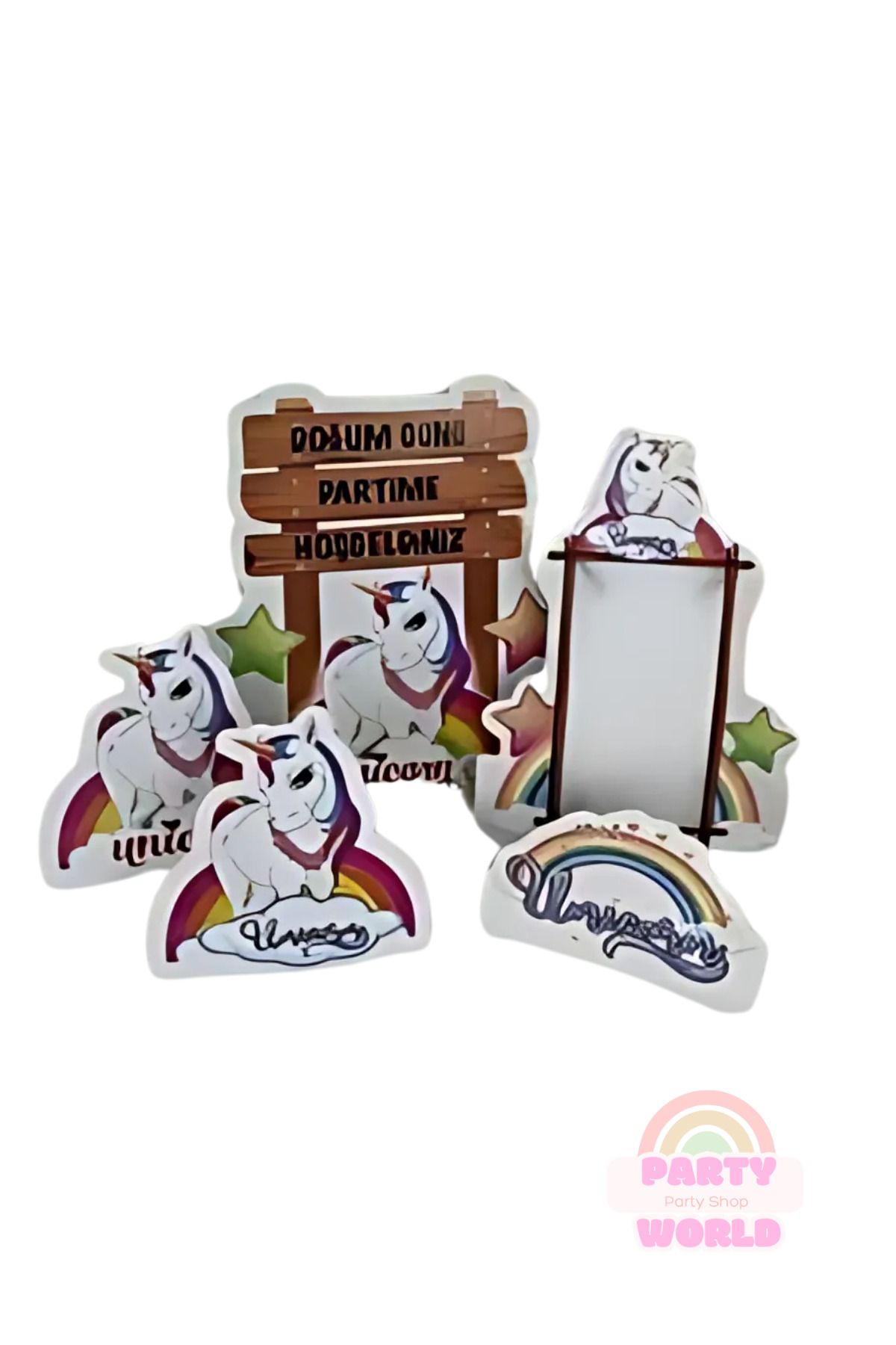 party world Unicorn Ayaklı Pano Seti – 5 Parça
