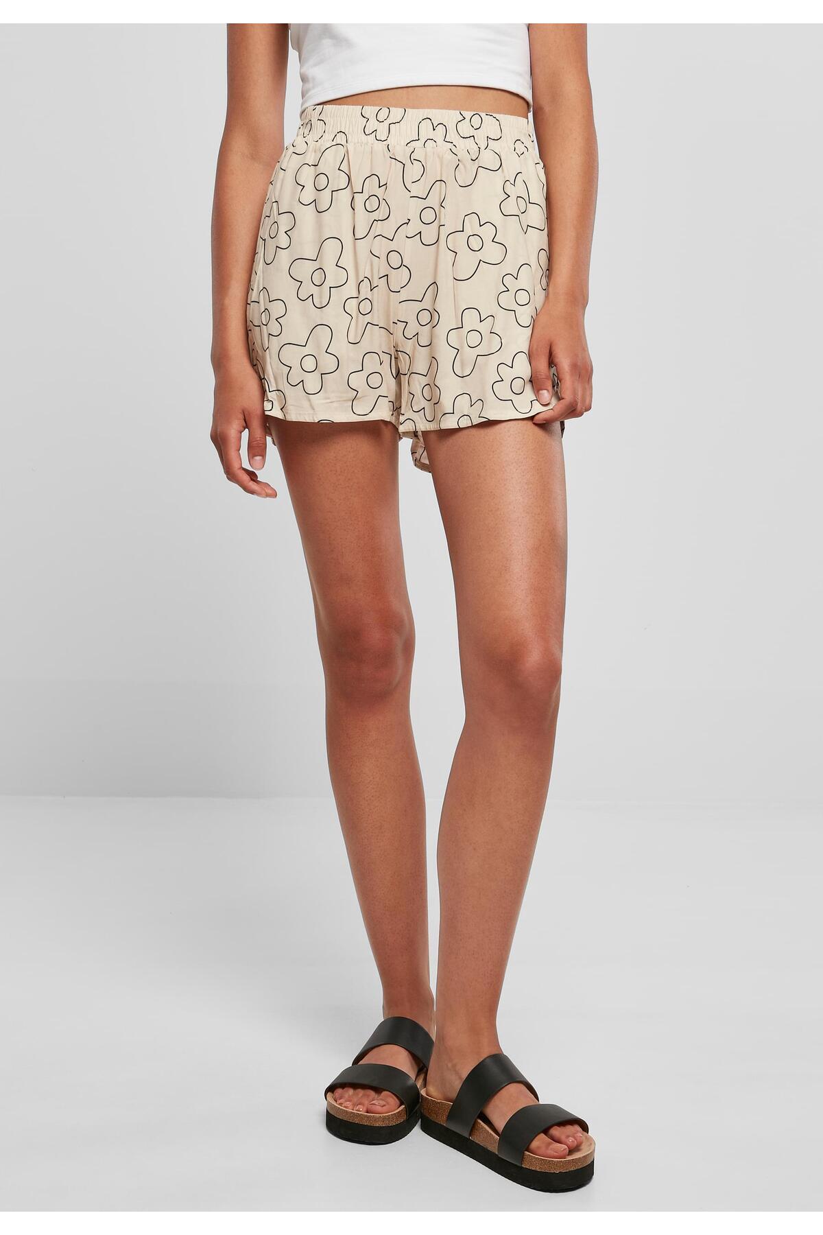 Urban Classics-Damen Ladies Aop Viscose Resort Shorts 6