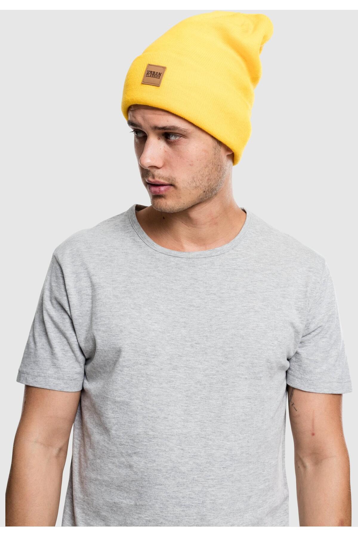 Urban Classics-Unisex Synthetic Leatherpatch Long Beanie 3