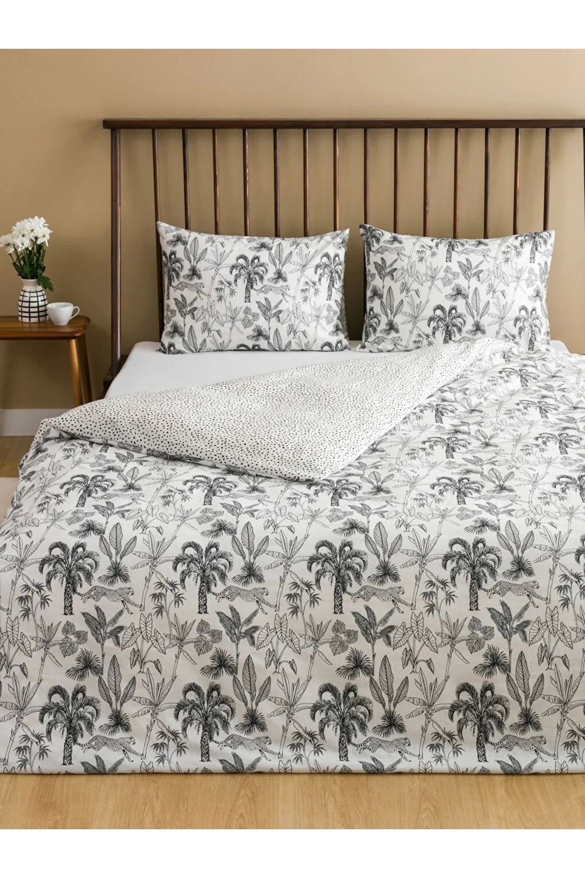 LC Waikiki LCW HOME Siyah Desenli Çift Kişilik Nevresim Seti