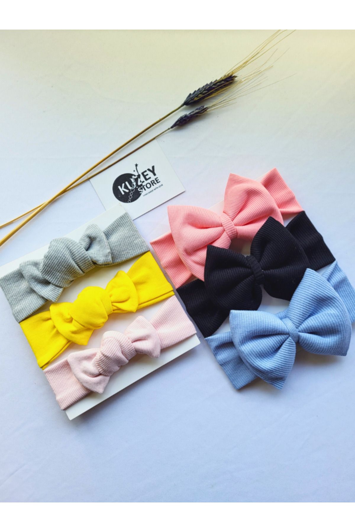 KUZEY STORE Kız Bebek 0-3 Yaş Uyumlu 3'lü Bandana Seti | Pamuklu ve Elastik