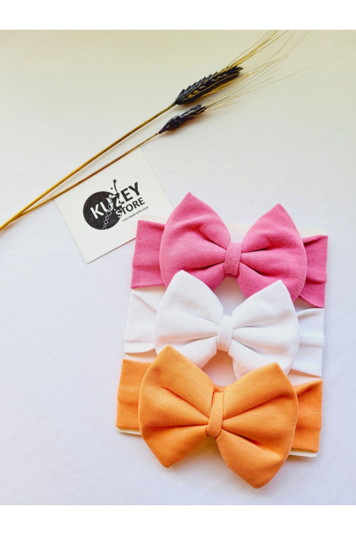 KUZEY STORE Kız Bebek 0-3 Yaş Uyumlu 3'lü Bandana Seti | Pamuklu ve Elastik