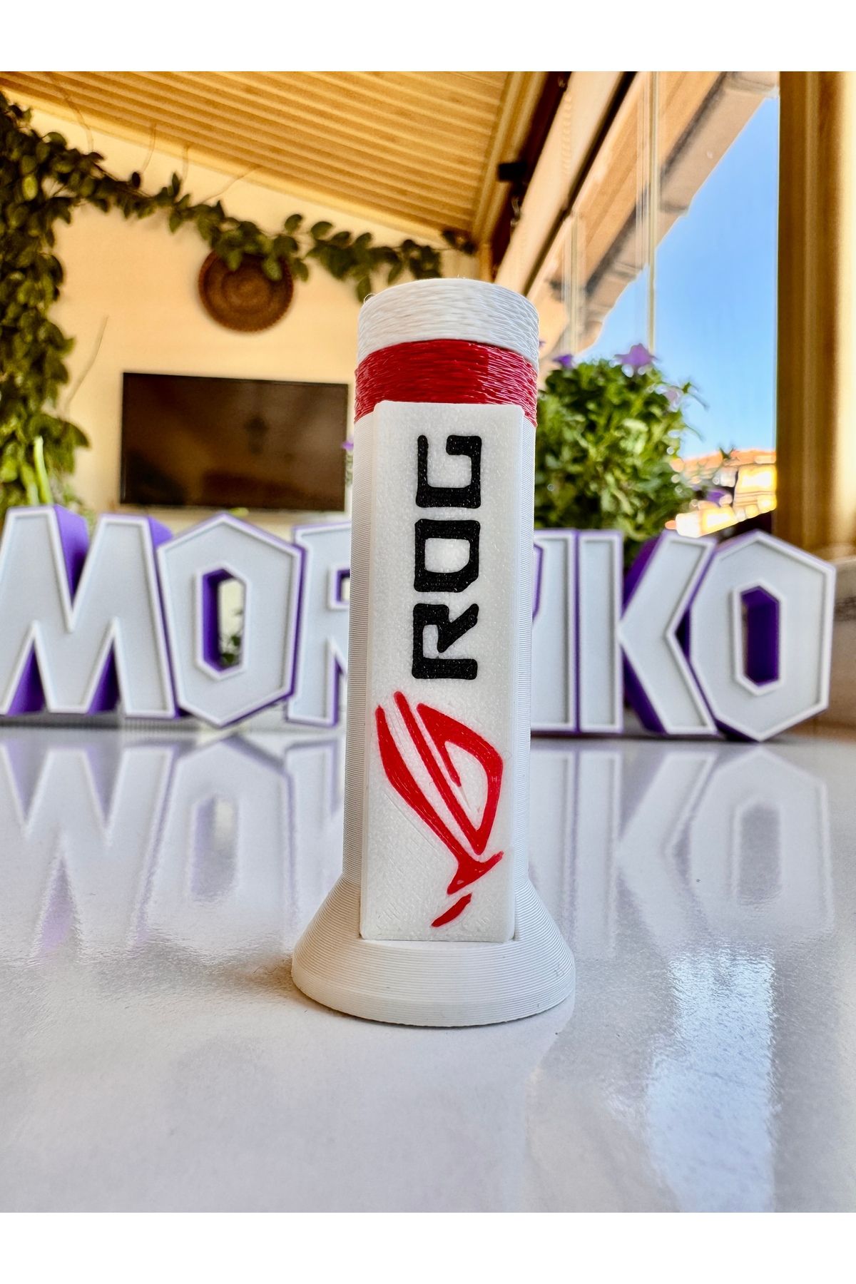 Morpiko Rog Tasarım Yükseklik Ayarlı Ekran Kartı Destek Aparatı,ekran Kartı Tutucu Rog Beyaz