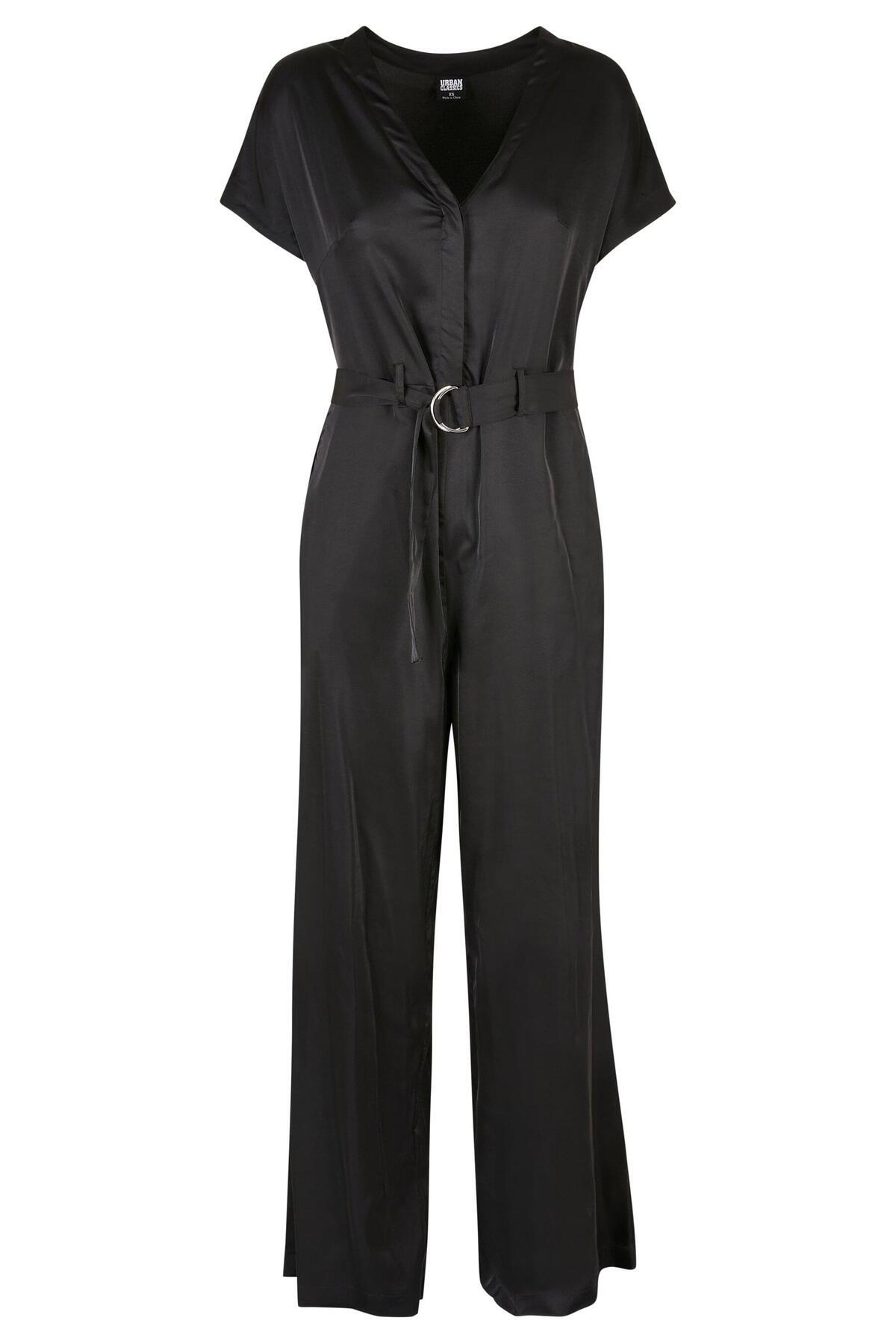 Urban Classics-Damen Ladies Satin Wide Leg Belt Jumpsuit 1