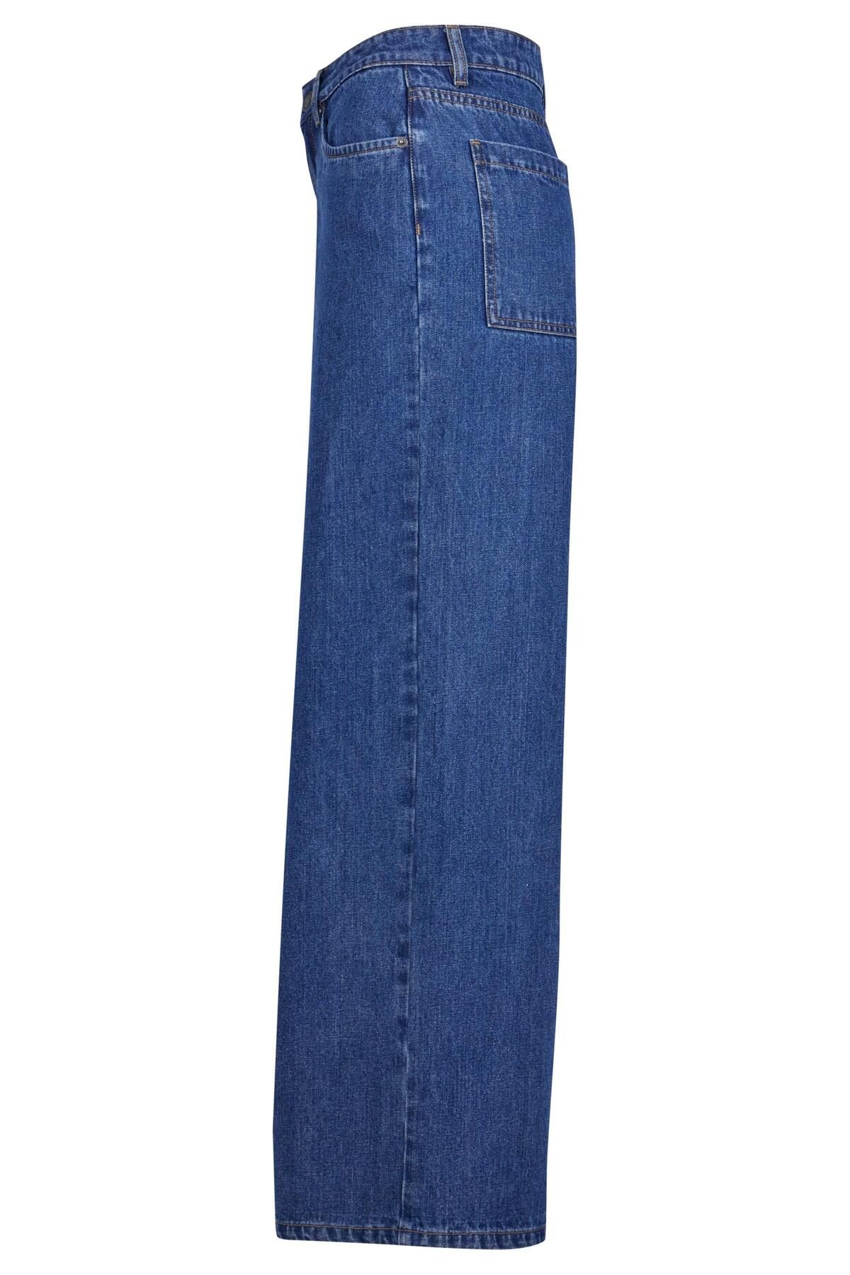 Urban Classics-Damen Ladies Mid Waist Wide Denim 5