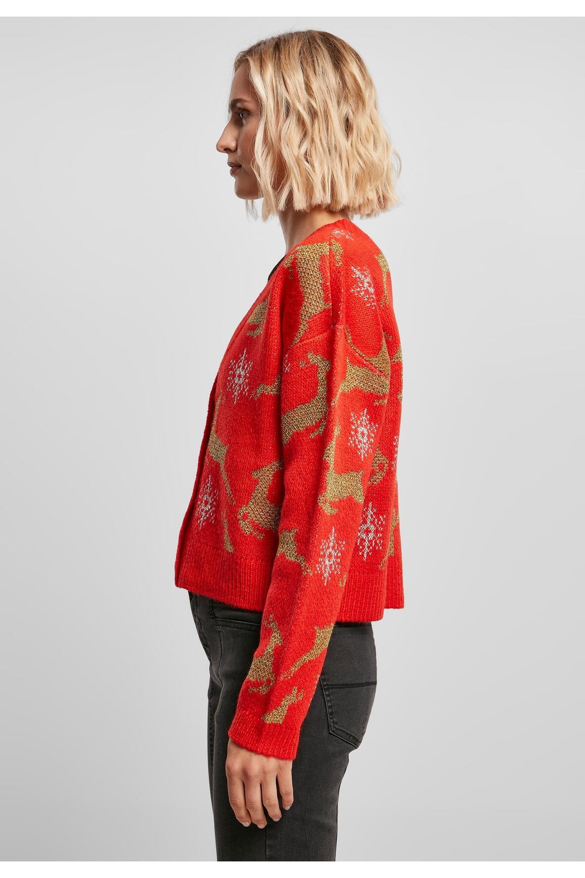 Urban Classics-Damen Ladies Short Oversized Christmas Cardigan 6