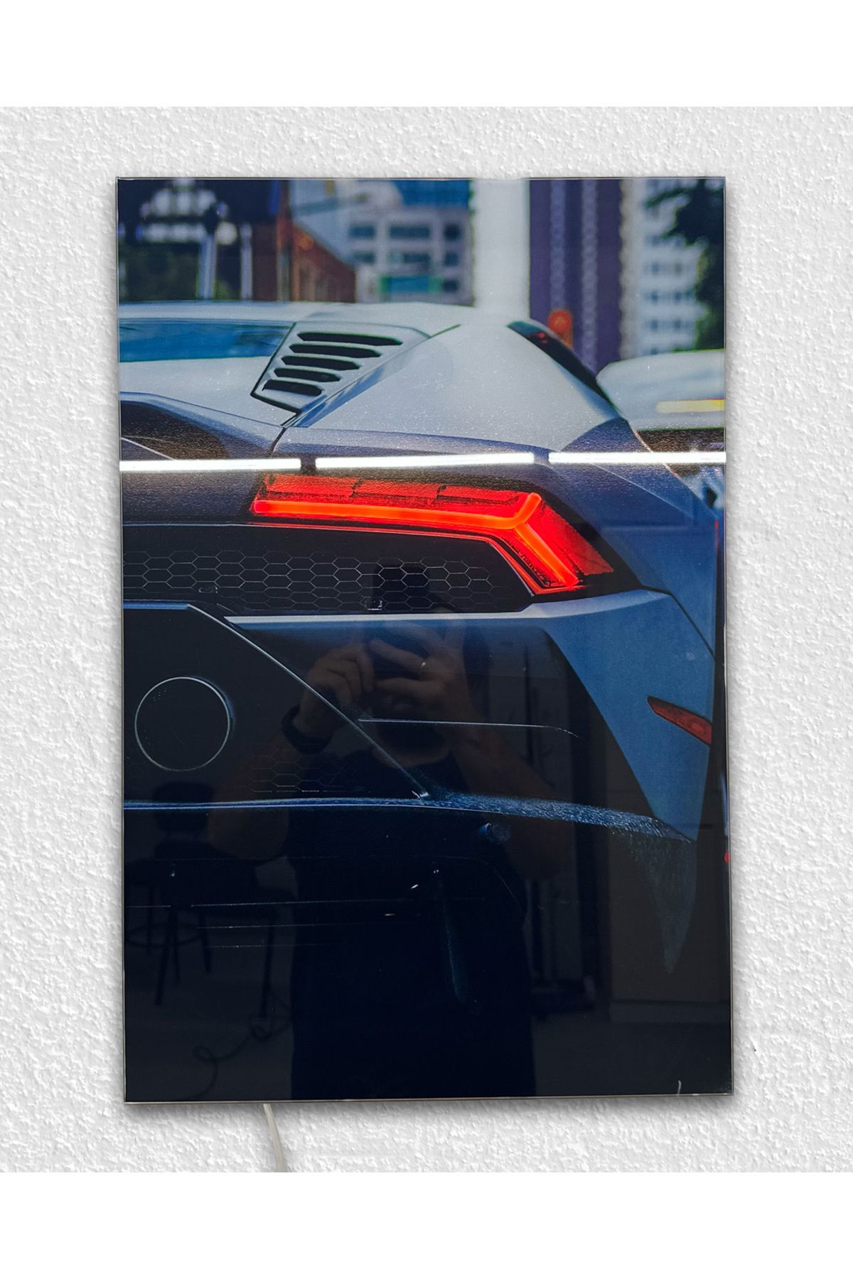 Lamborghini PLEXON Lamborghini Huracán LED Pleksi Tablo – Kırmızı Far Işığı + RF Kumanda Kontrollü