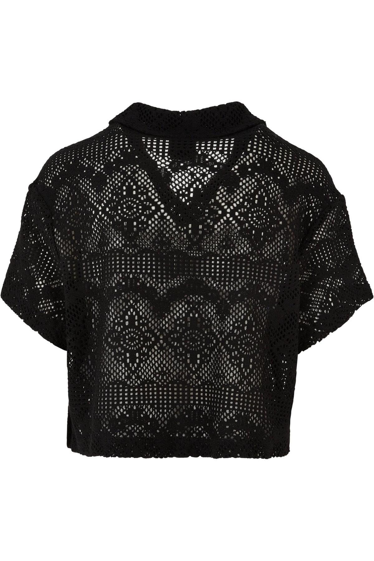 Urban Classics-Damen Ladies Crochet Lace Resort Shirt 2