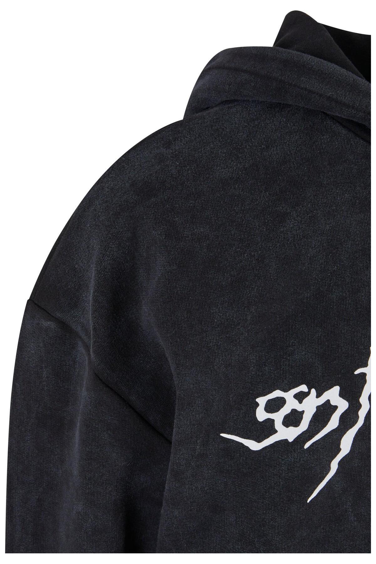 9N1M SENSE-Herren Sense Goth Print Hoodie Washed 5