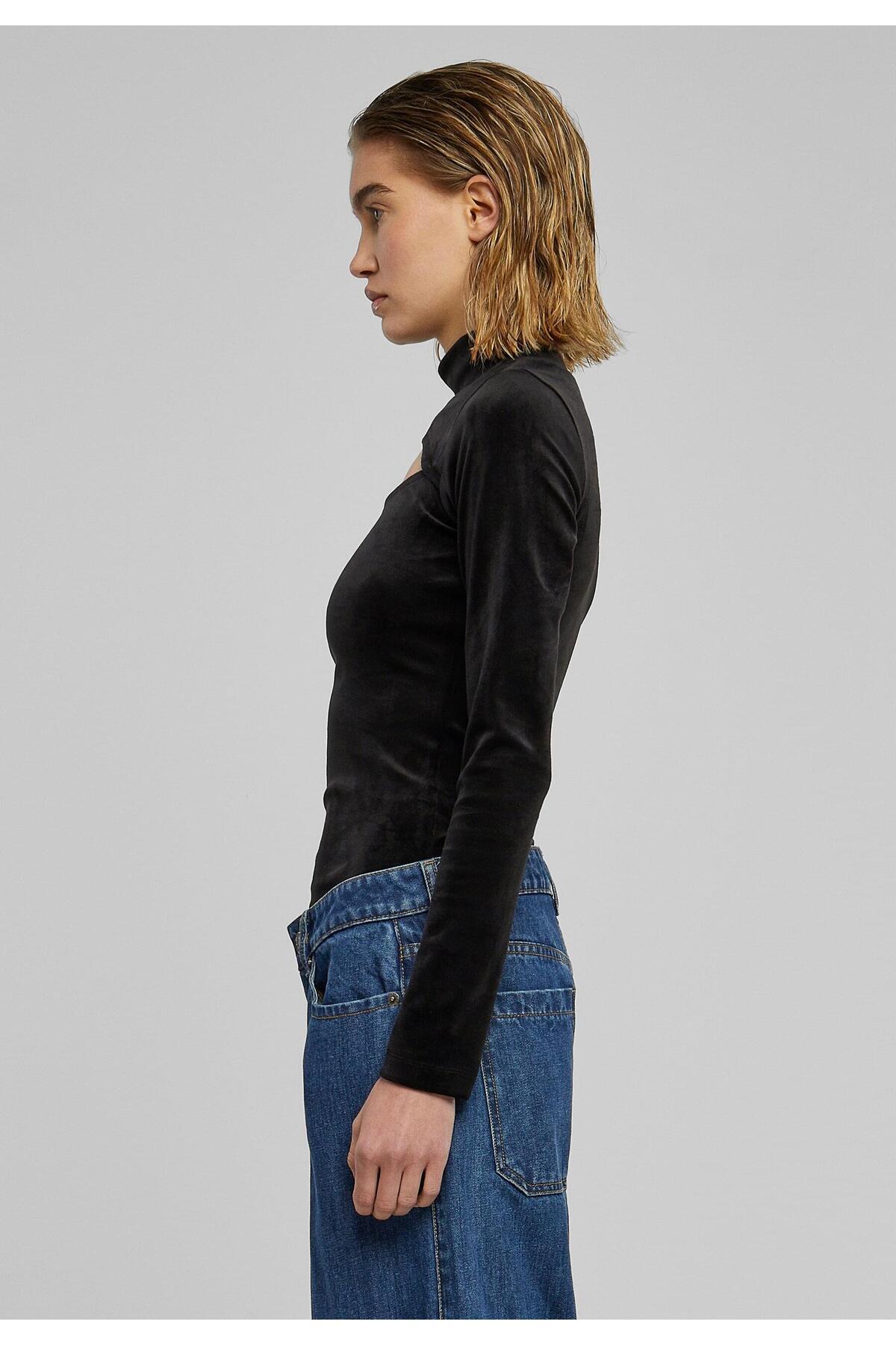 Urban Classics-Damen Ladies Velvet Cut-out Turtleneck Body 7