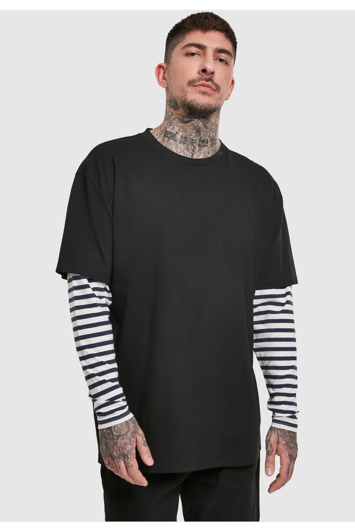 Urban Classics-Herren Oversized Double Layer Striped Ls Tee 6