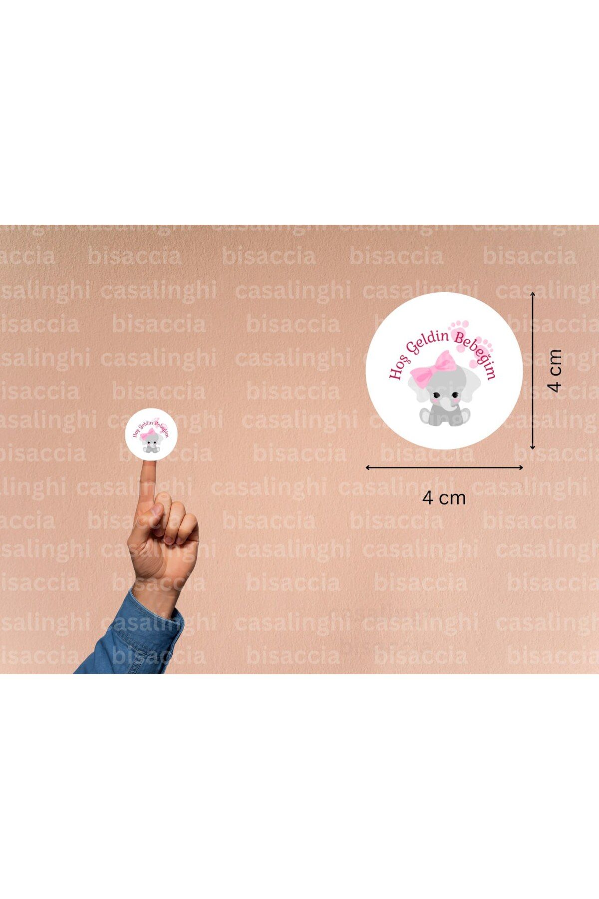 CASALINGHI Hoş Geldin Bebeğim Etiketi Pembe Kız Bebek Yuvarlak Mat Çıkartma Cute Round Sticker 4 Cm (45 Adet)