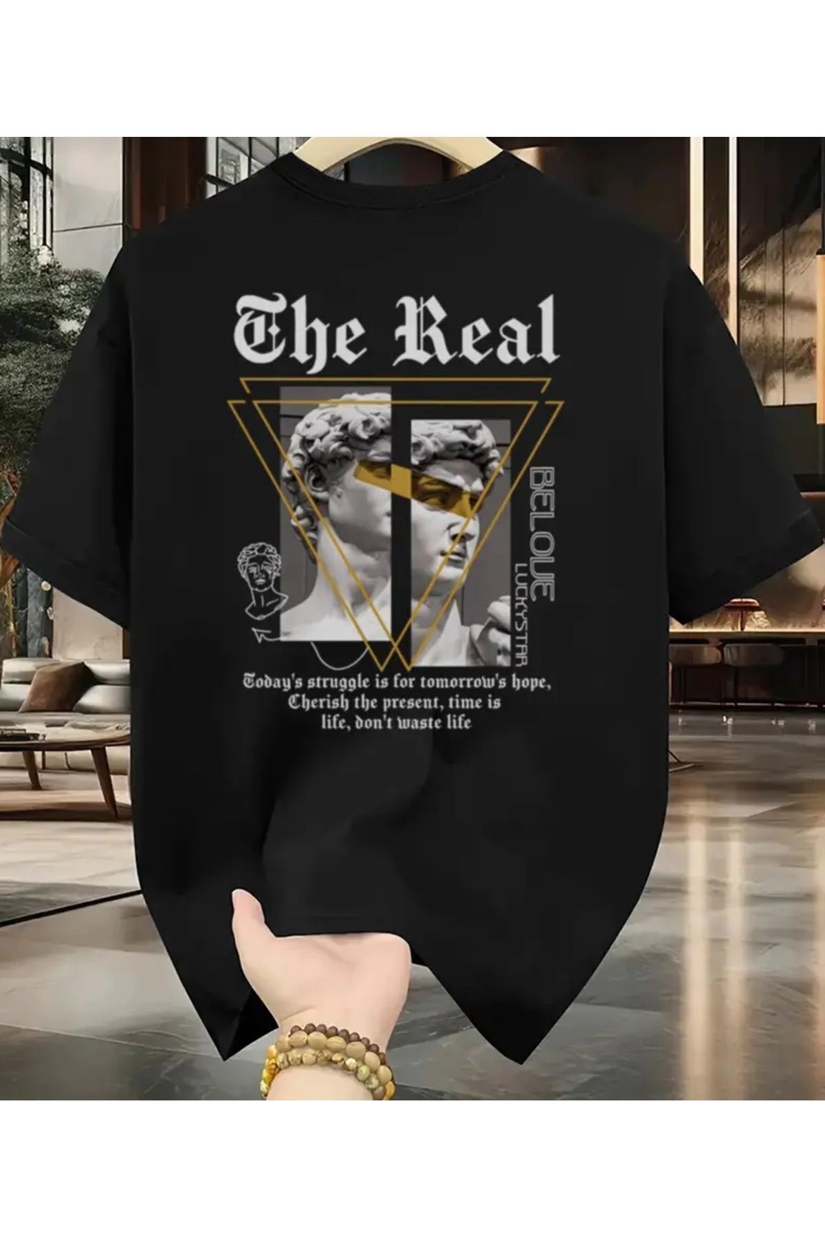 qubo sportswear & company qubo Unisex Oversize Baskılı Pamuklu Bisiklet Yaka Kısa Kollu SİYAH T-shirt