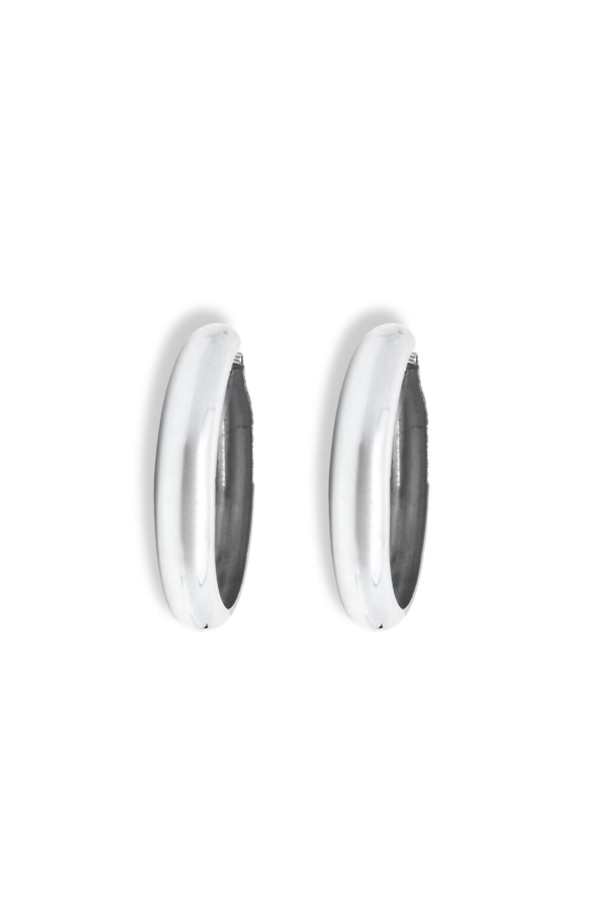 oya silver Geniş Enli Gümüş Halka Küpe 3.5x3.5cm