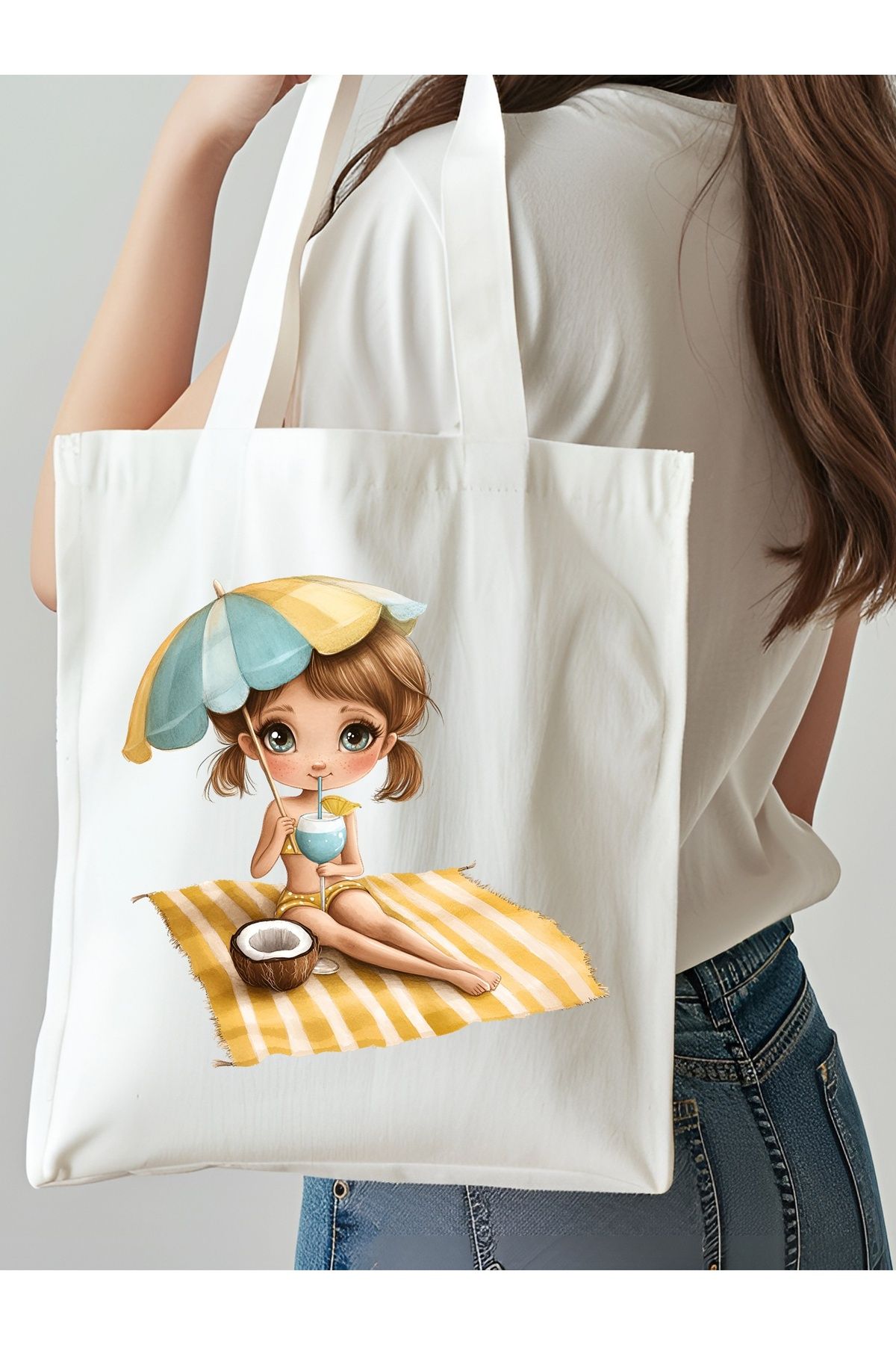 NKTCOLLECTİON Omuz Çantası, Plaj Çantası, Tote bag, Kadın Çanta, Bez Çanta, Çanta