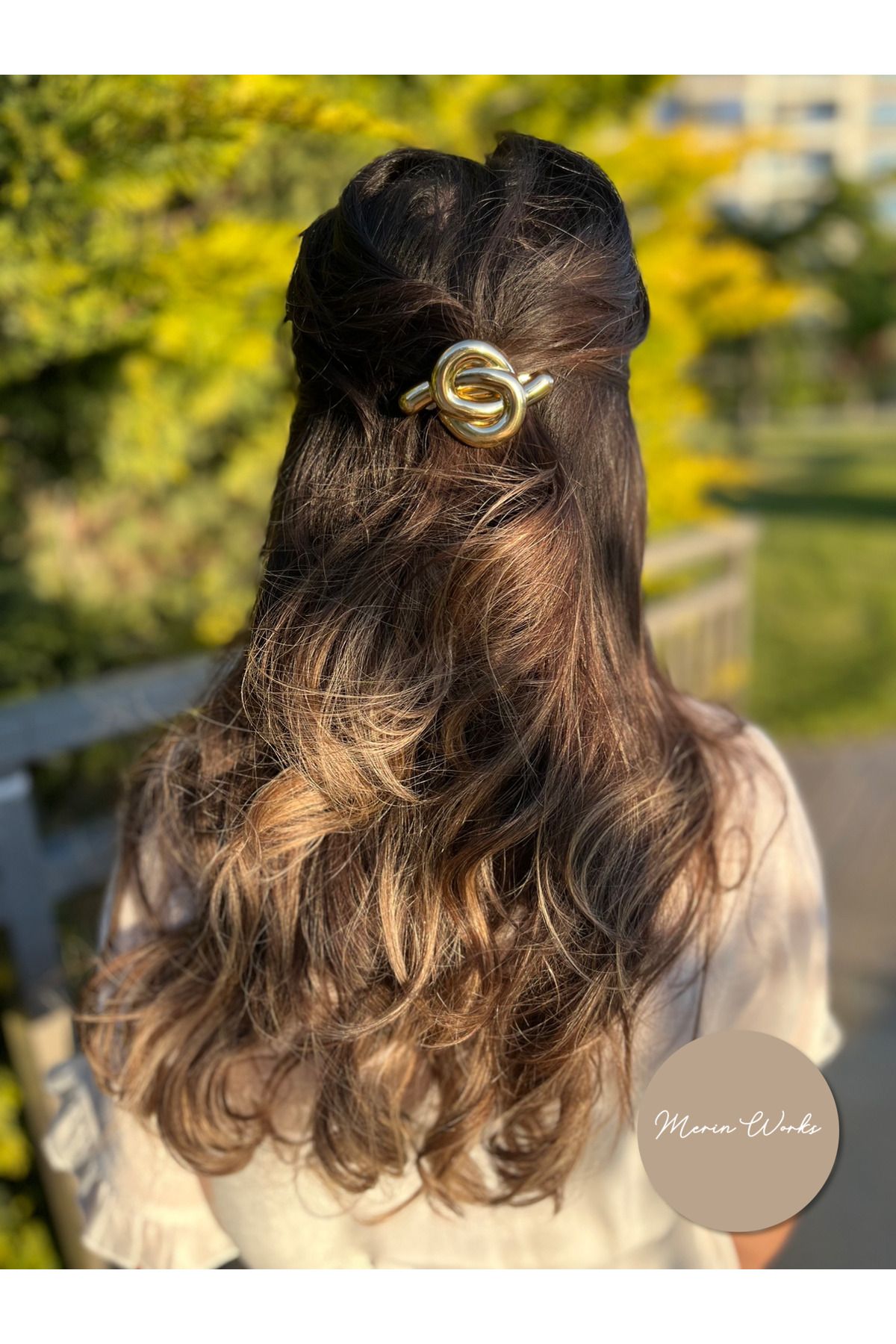 Butik Gold Metal Düğüm Otomatik Toka Saç Aksesuarı