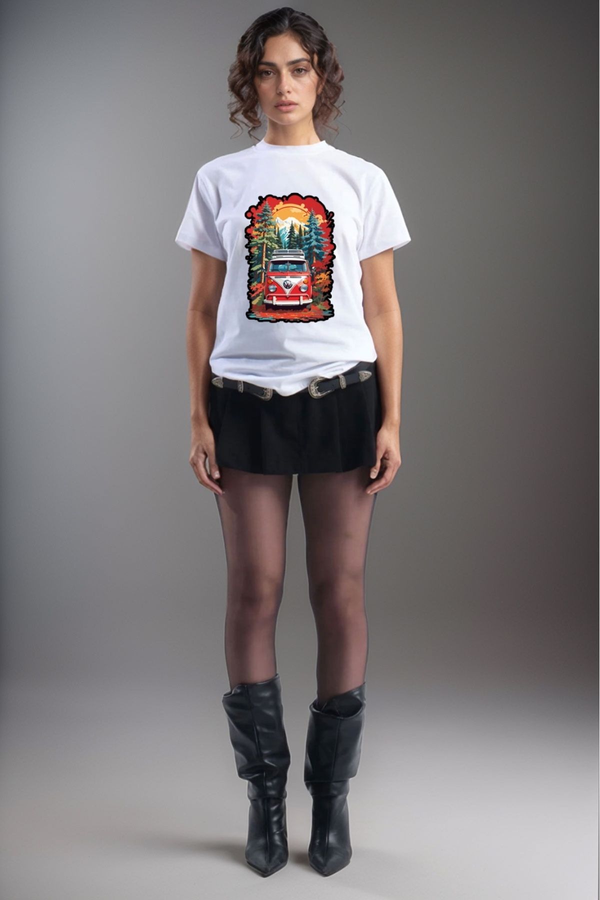 MODA Volkswagen Karavan %100 Pamuk Bisiklet Yaka Basic T-shirt