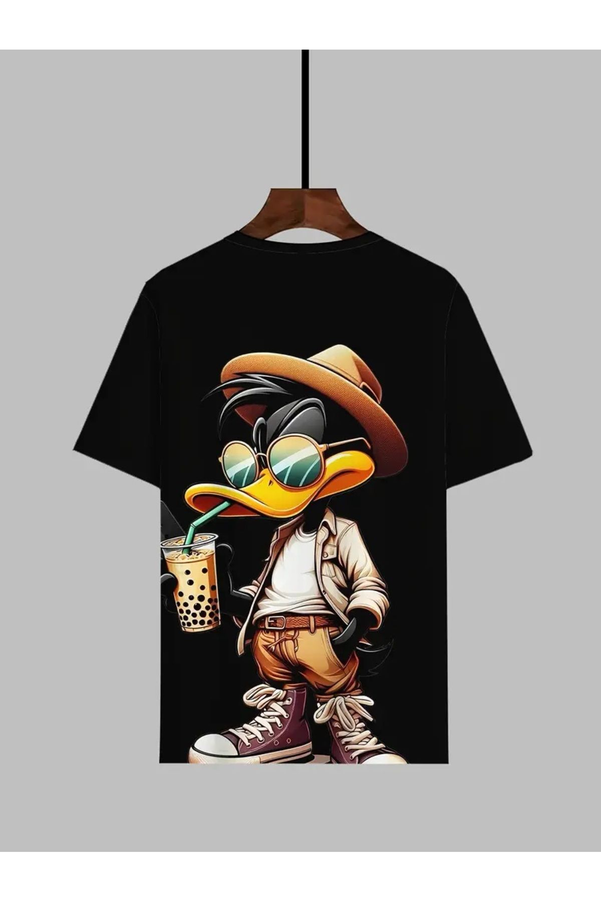 qubo sportswear & company qubo Unisex Oversize Baskılı Pamuklu Bisiklet Yaka Kısa Kollu SİYAH T-shirt