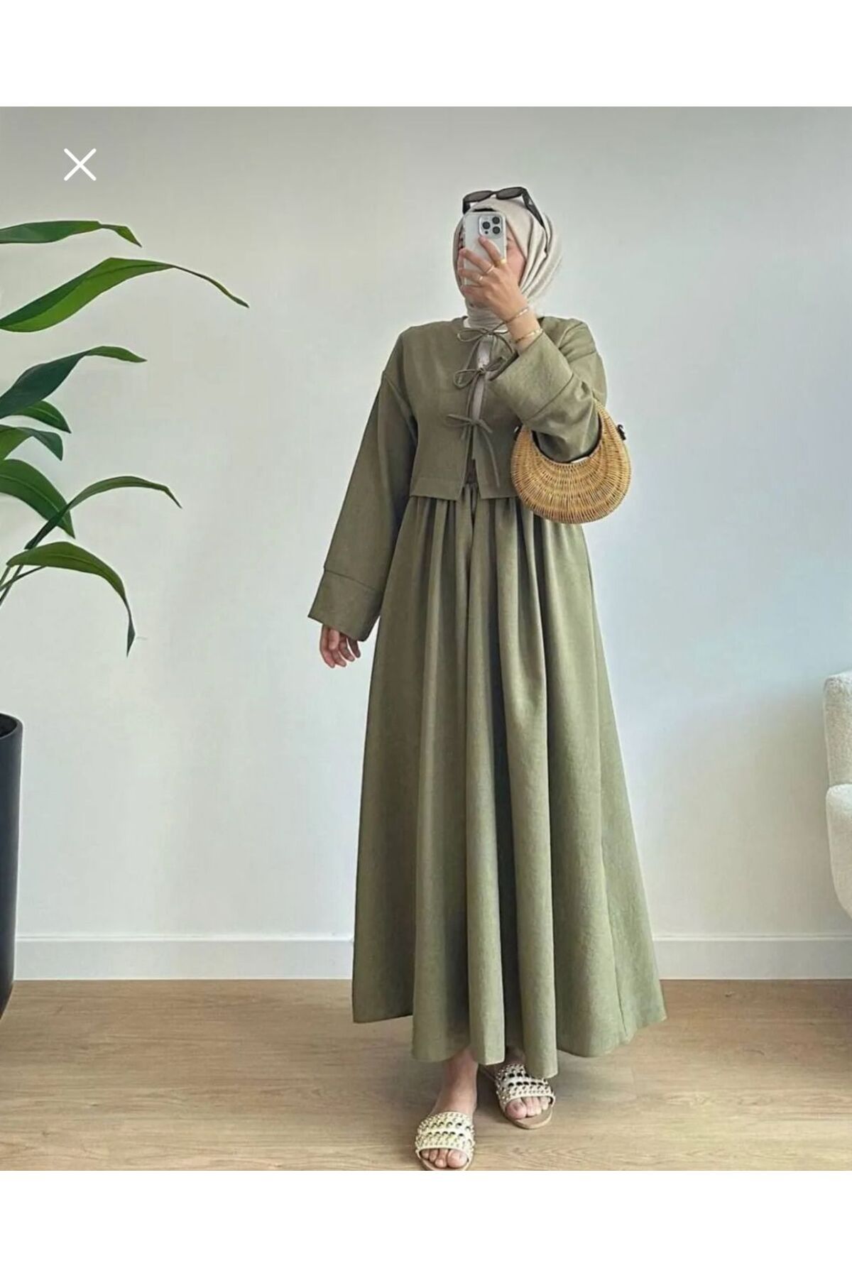 AVK MODA Keten Üç Bağlamalı Etekli Takım