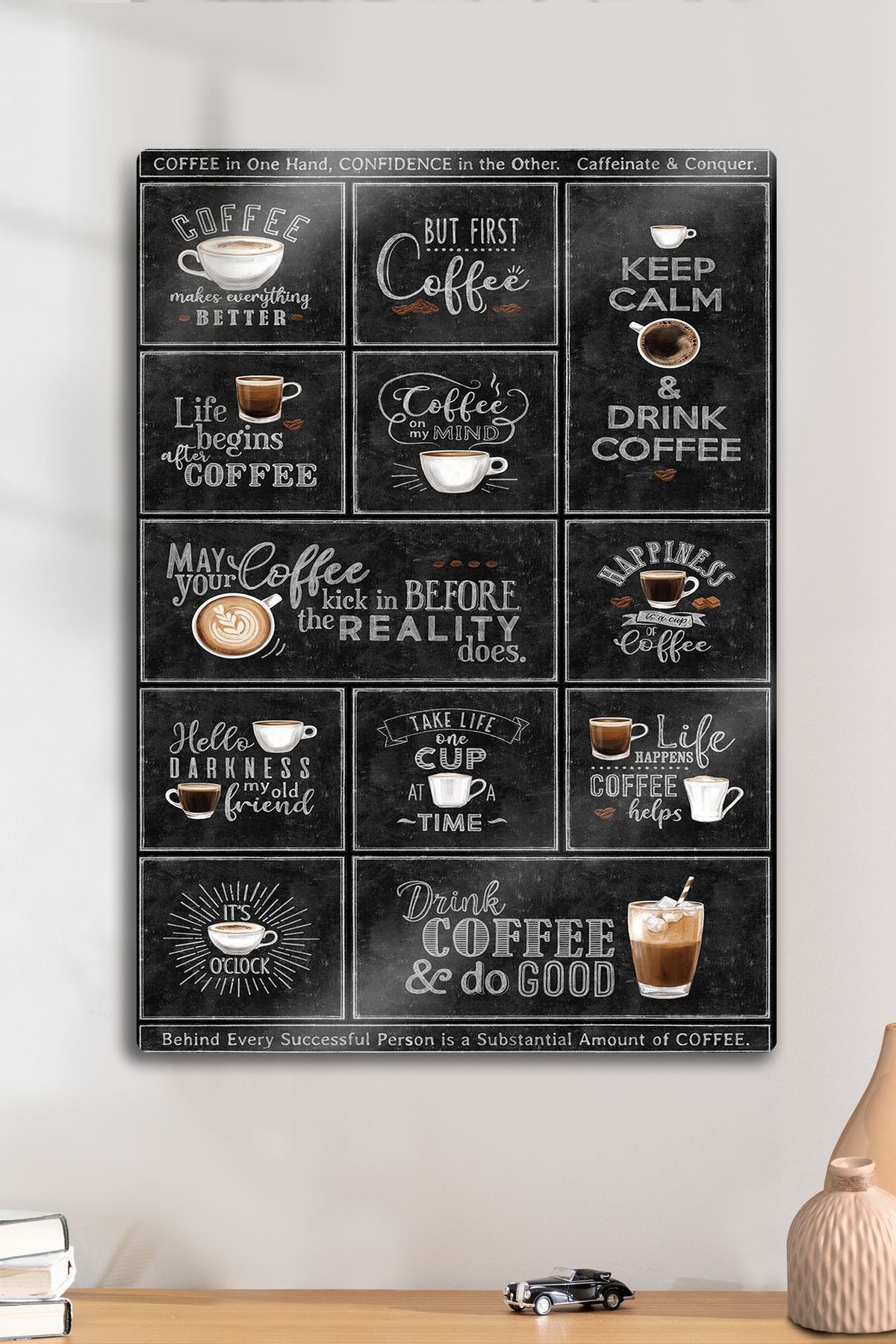 DekorHane Metal Baskı - Kahve Zamanı, Mutfak Köşesi, Coffee Time, Dekoratif Tablo