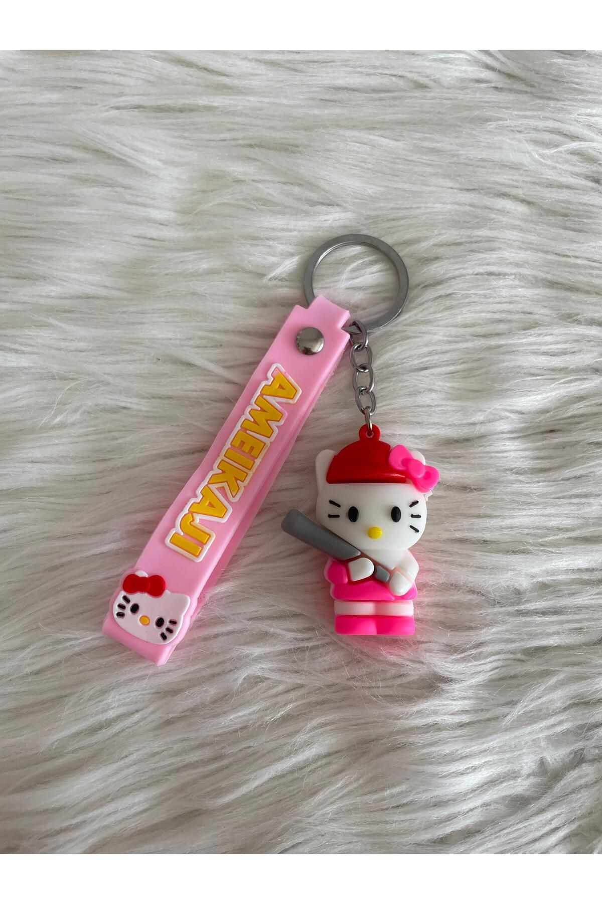 Minik Tutku Hello Kitty Sevimli 3D Silikon Anahtarlık Ve Çanta Aksesuarı