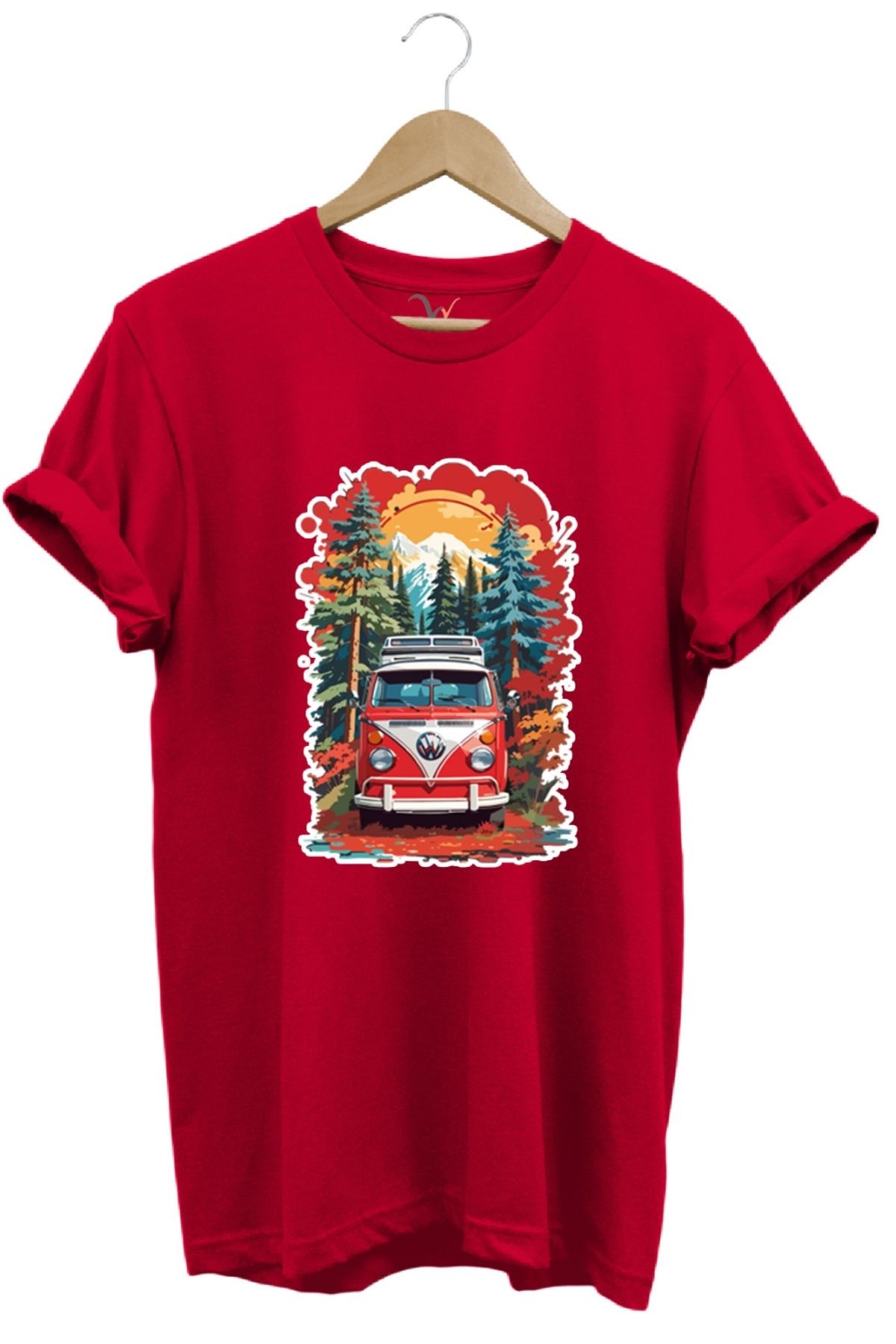 MODA Volkswagen Karavan %100 Pamuk Bisiklet Yaka Basic T-shirt