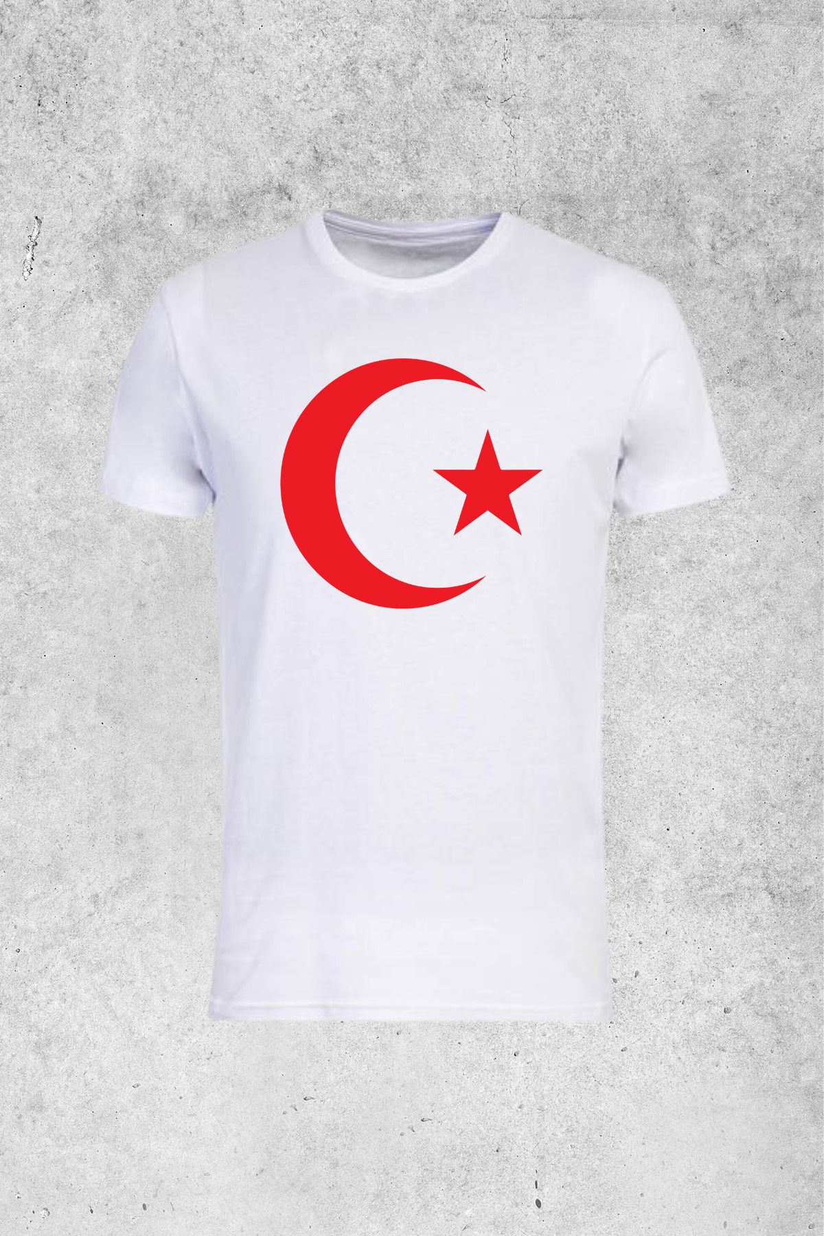 MOLICO Basic unisex sıfır yaka kısa kollu TÜRK BAYRAK baskılı tshirt
