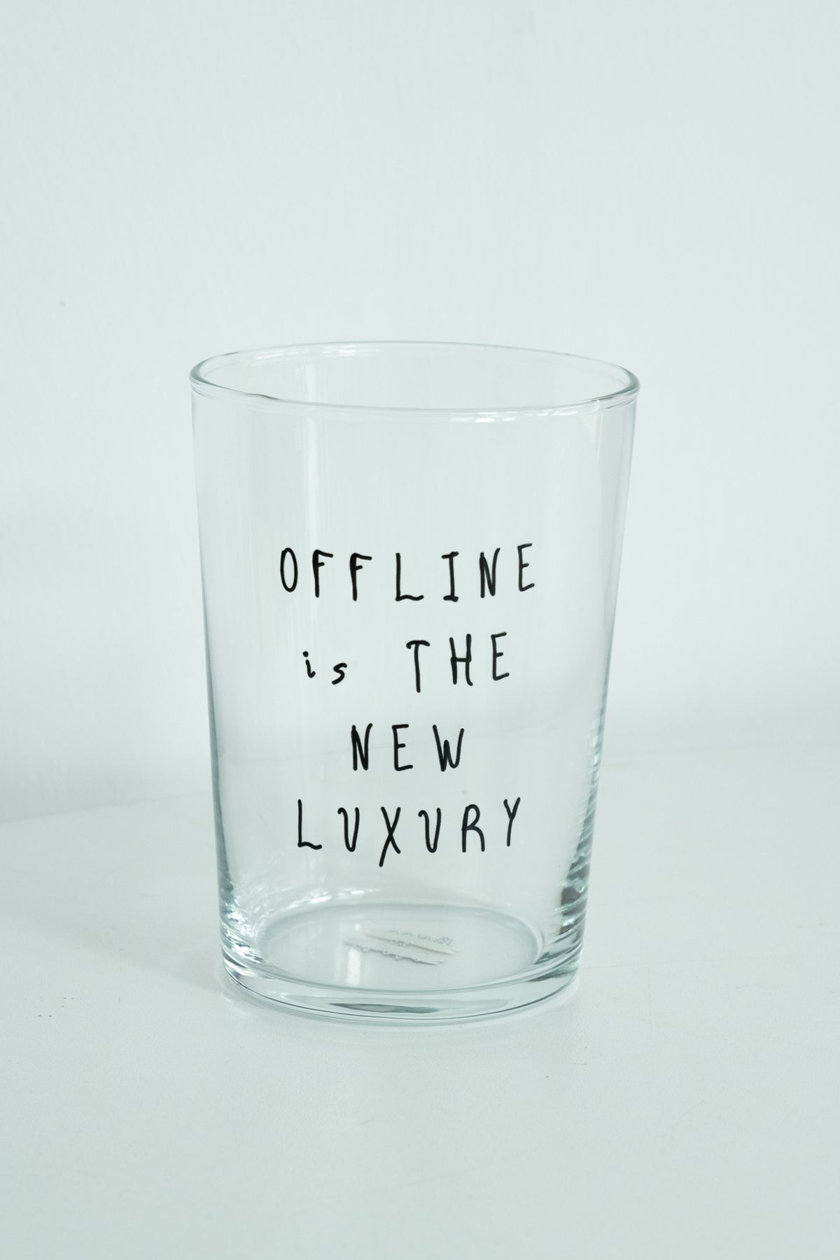 Beige & Stone "Offline is The New Luxury" Cam Meşrubat & Su Bardağı - 510 mL