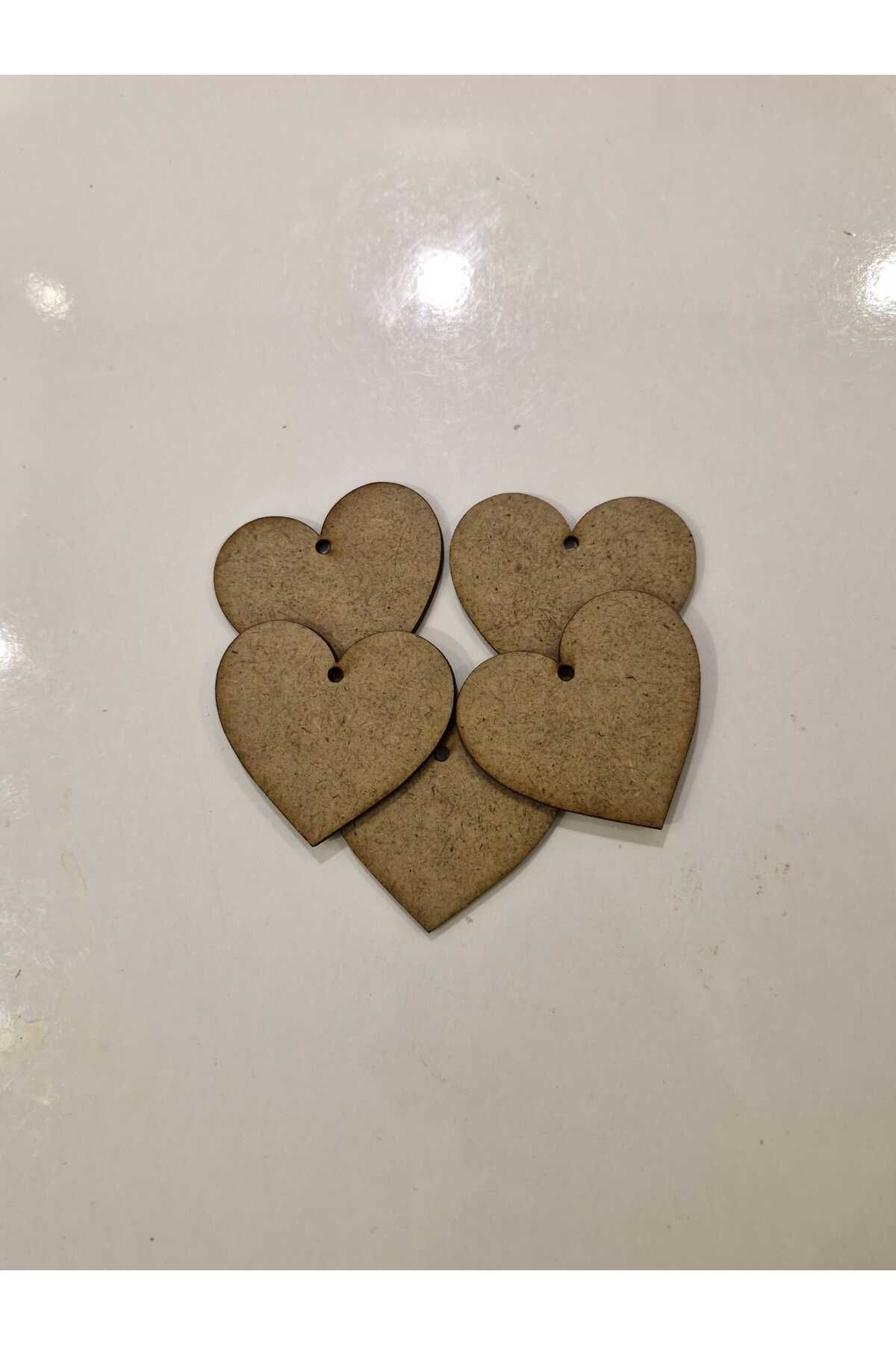 Sözen Home Design KALP Obje 10 Adet Boyanabilir Asma Delikli 5 X 5 cm Kapı Duvar Süsü Figür