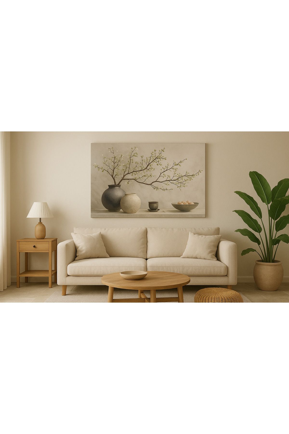 Wabilykke NordBlom – Japandi Tarzı Çerçevesiz Kanvas Tablo (70x50 cm)