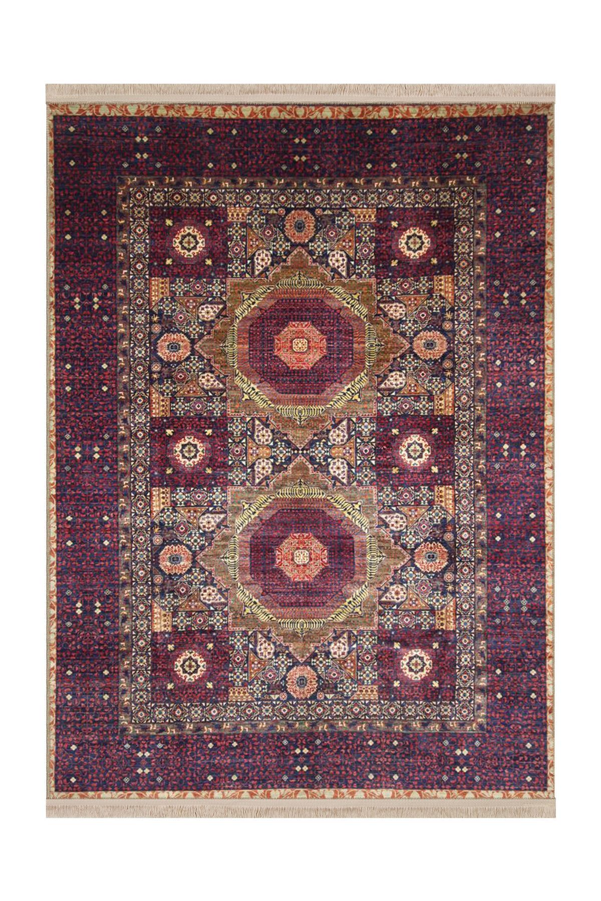 Rugs Modern Halı Memlük Koleksiyonu Mor Tonlarda Etnik Geleneksel Desenli Dokuma Taban Dekoratif Halı memlük40