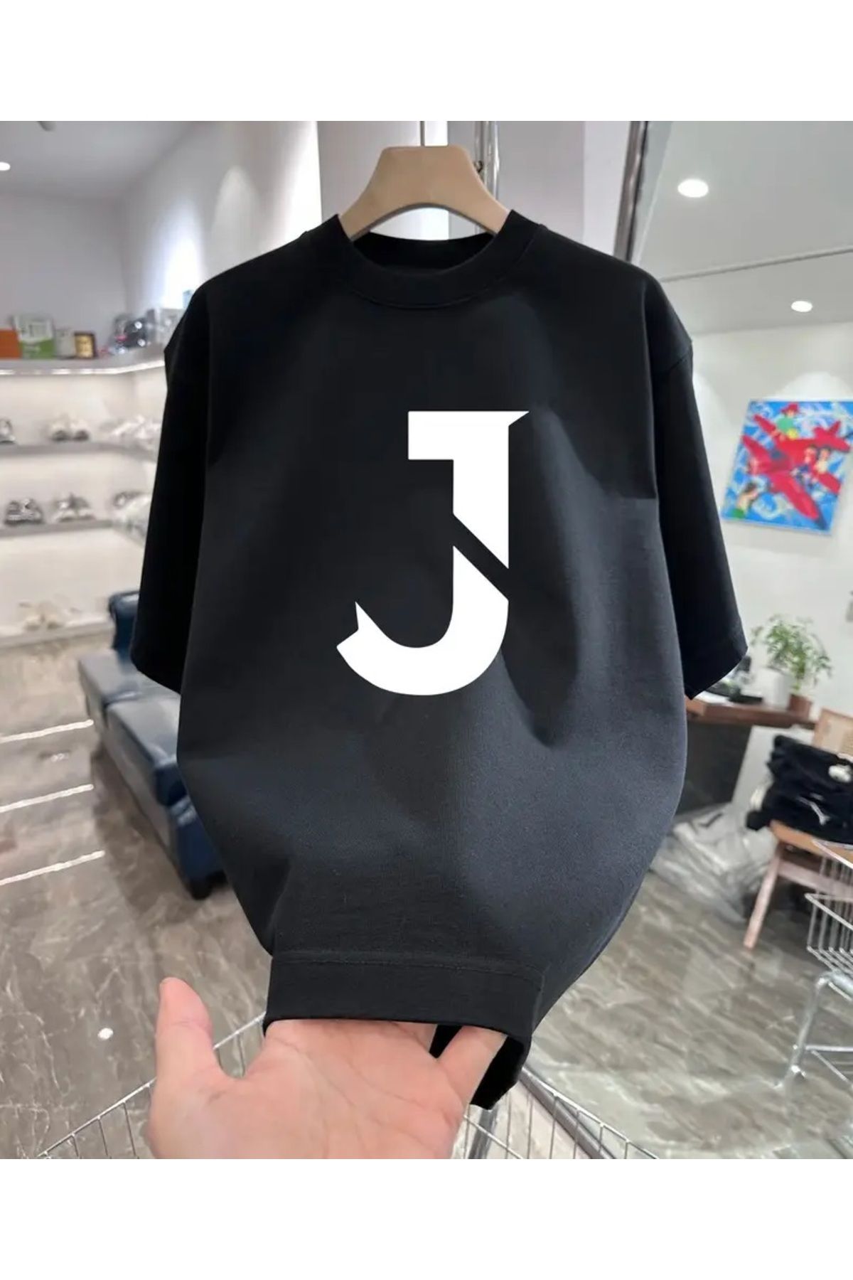 qubo sportswear & company qubo Unisex Oversize Baskılı Pamuklu Bisiklet Yaka Kısa Kollu SİYAH T-shirt