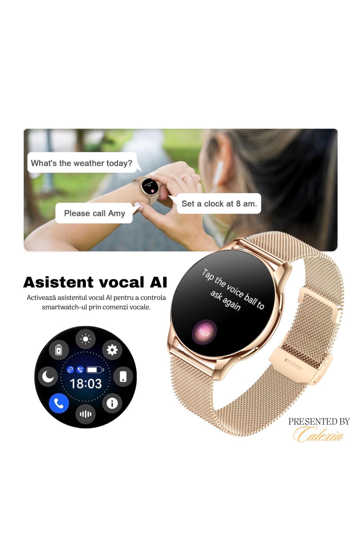 e-Wantay-Smartwatch Y11, Display 1.32", Ip67, Apel Bt, Ai Voice, 100 Sport, 2 Brățări, Android/ios 13