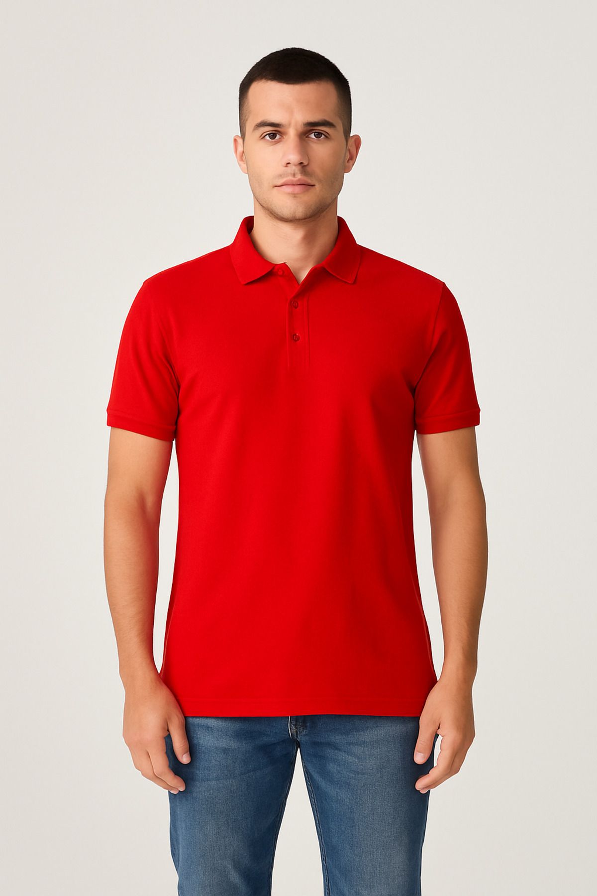 Zefira Kırmızı POLO YAKA LYCRA T-SHİRT