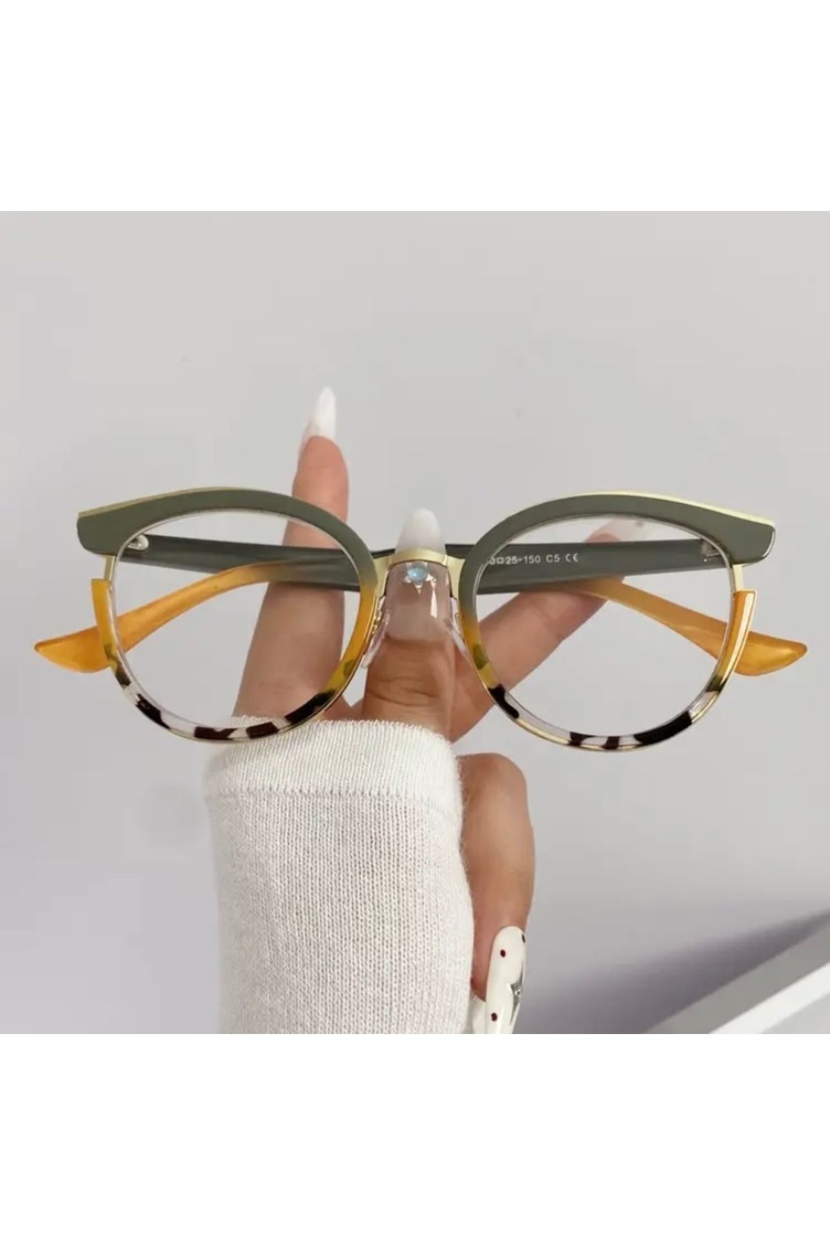 Accessories Vanilla Avenue 2025 Moda Unisex Büyük Çerçeve Sarı Yeşil Leopar Retro Aksesuar Gözlük