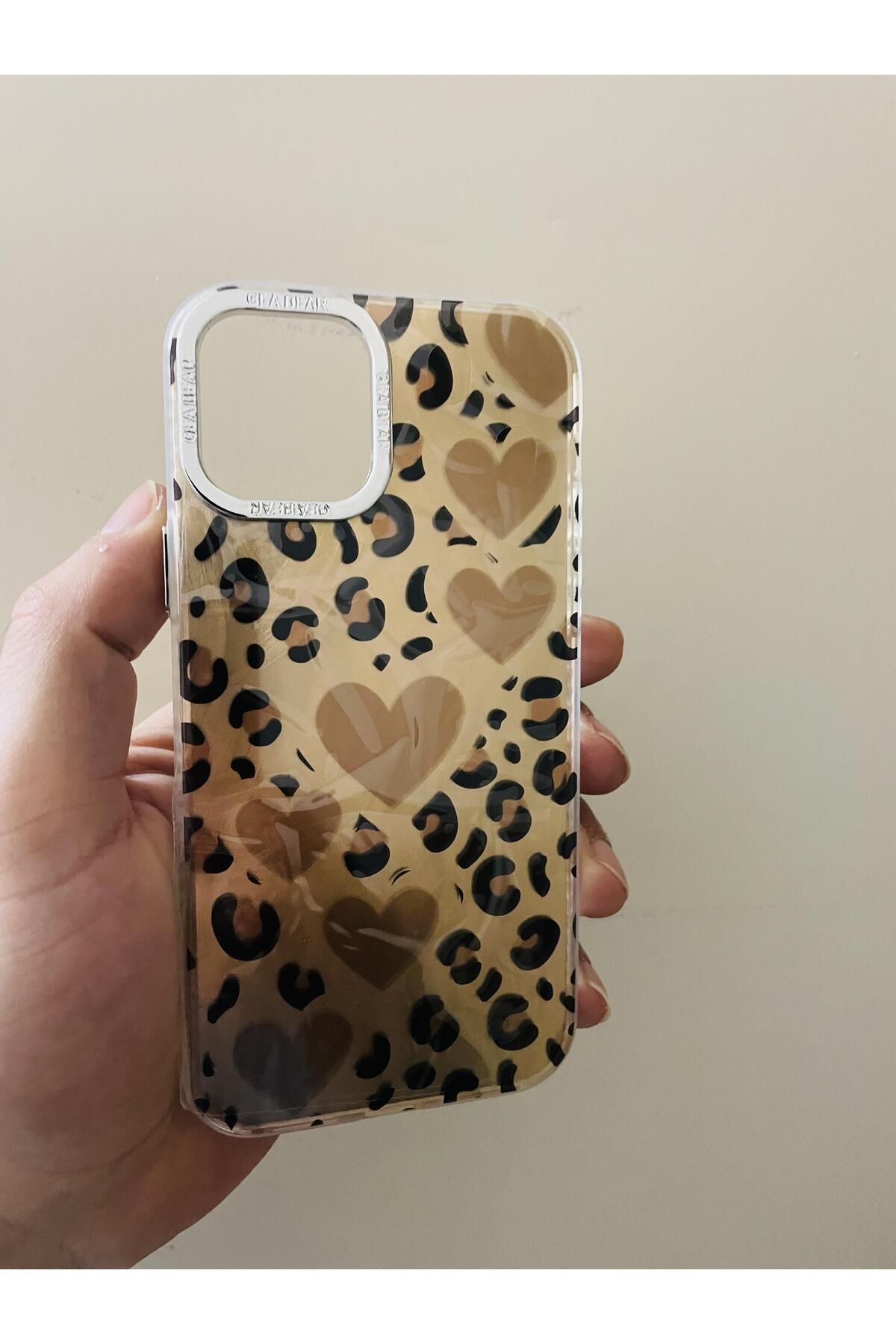 TG CASE STORE İPhone 12 - 12 Pro Uyumlu Leopar Kalp Desenli Telefon Kılıfı