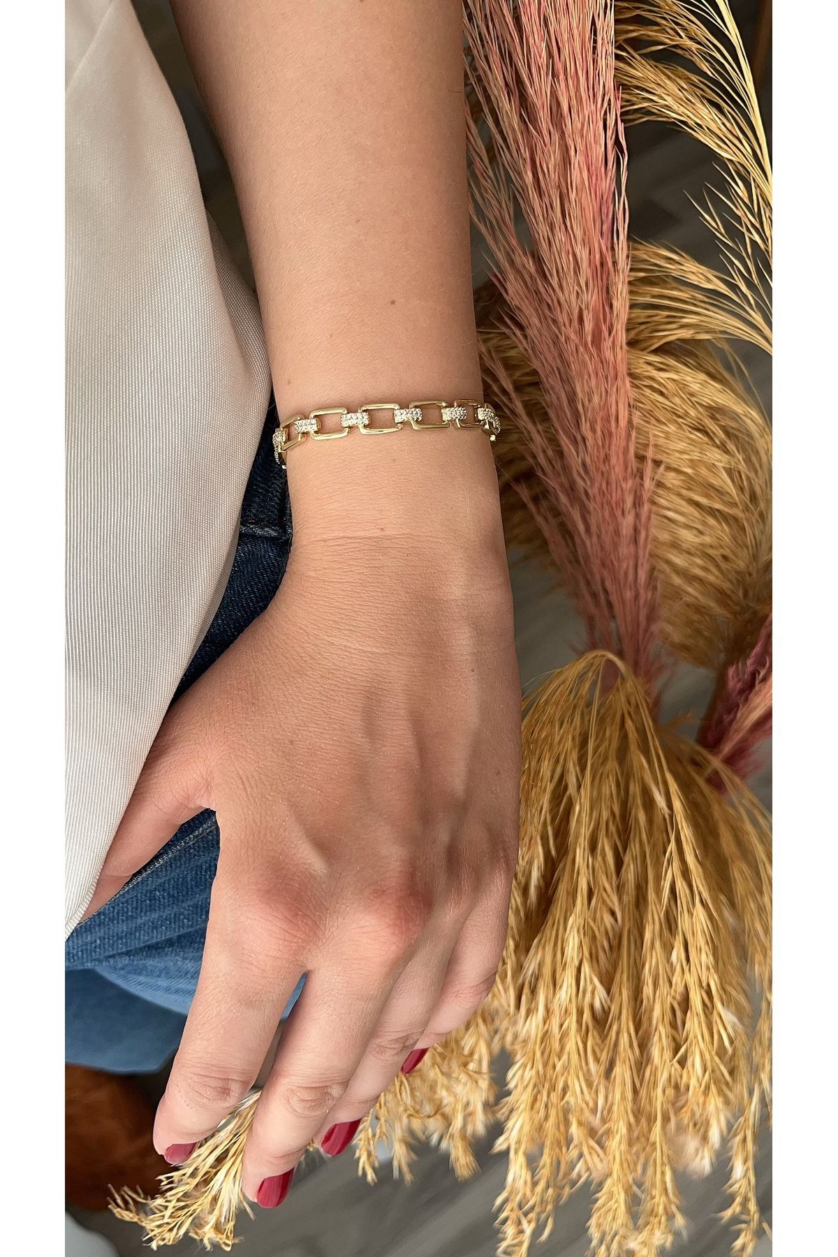XUPING JEWELRY Ataç model Zirkon taşlı 14k rengi bileklik