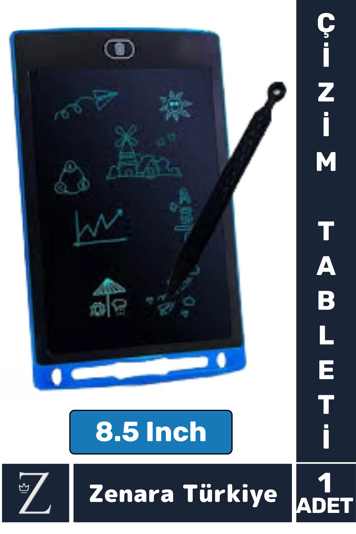 Zenara Premium Dijital Silgili Kalemli Çocuk Eğitim Tableti Grafik Ders Not Ödev Resim LCD Writing Tablet