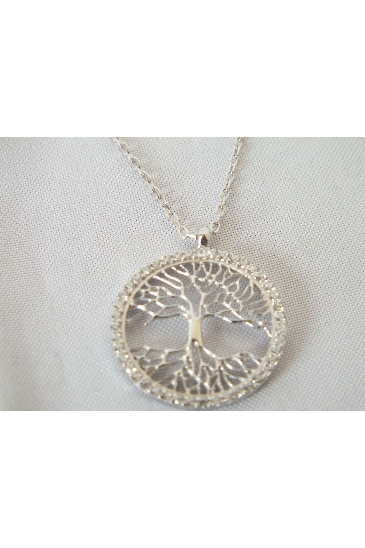 Marmaris Jewellery 925 Ayar Kadın Gümüş Kolye Hayat Ağacı Figürlü Hayalet Zincir Zarif Model
