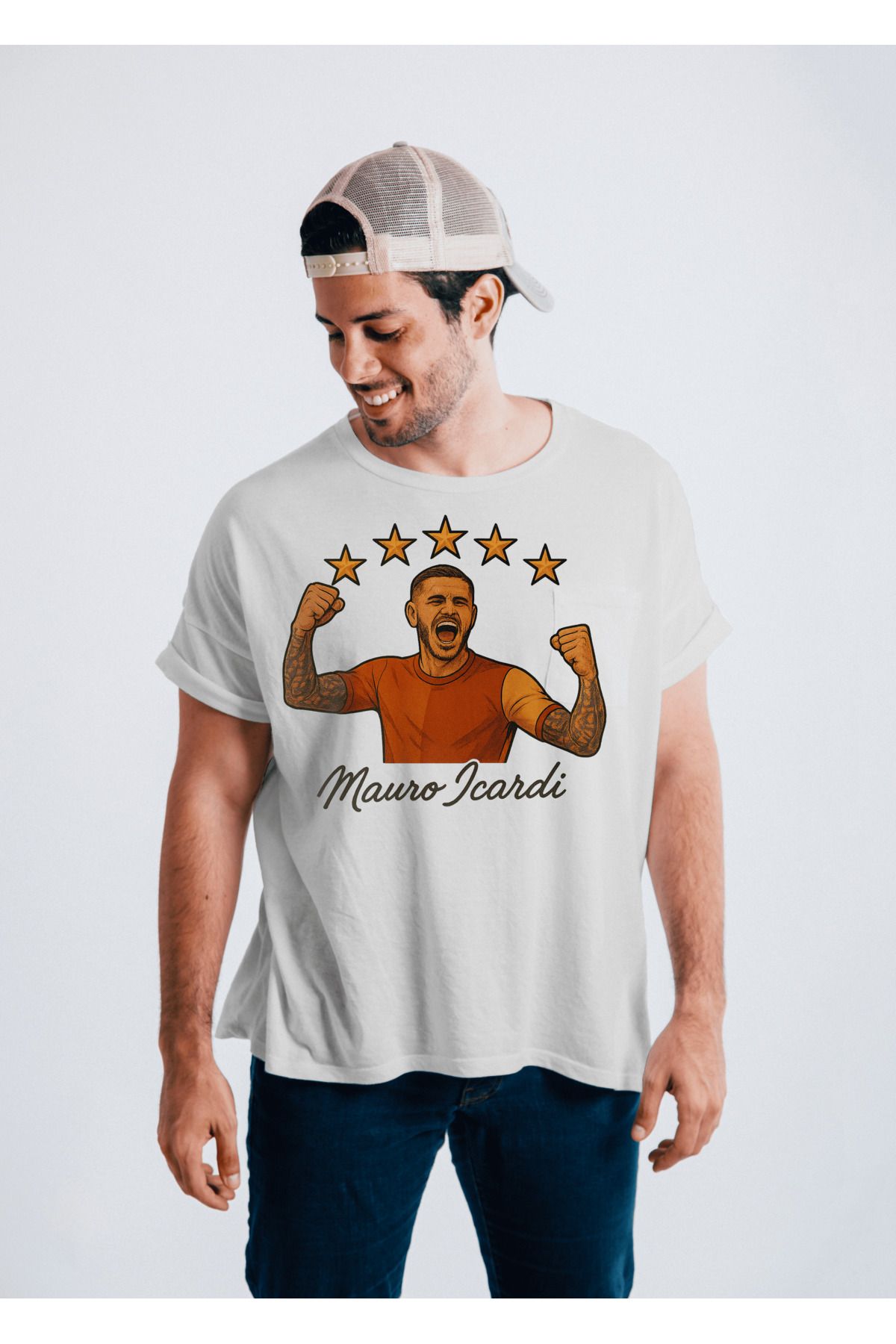 BBbutik .G.alatasaray M.au.oro İc.ar.di 5 Yıldız Detaylı Oversize Tshirt