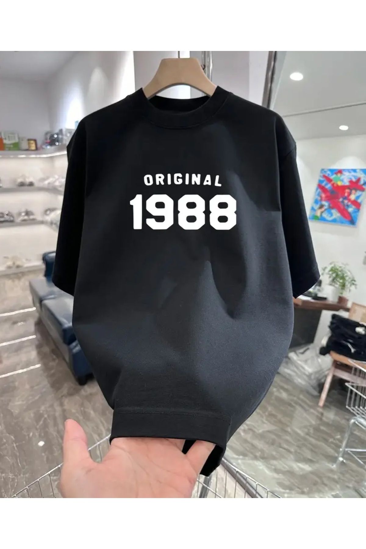 qubo sportswear & company qubo Unisex Oversize Baskılı Pamuklu Bisiklet Yaka Kısa Kollu SİYAH T-shirt